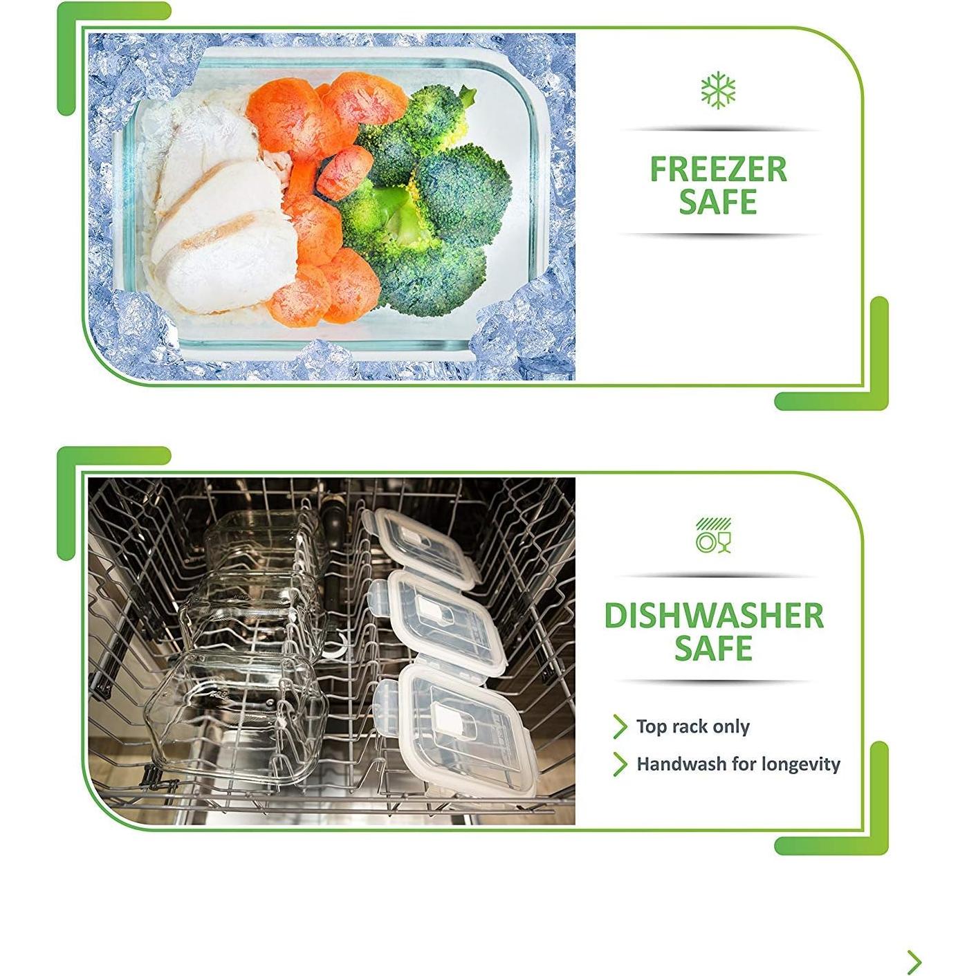 PrepNaturals 5 Contenedores de Vidrio 850ml A Prueba de Fugas