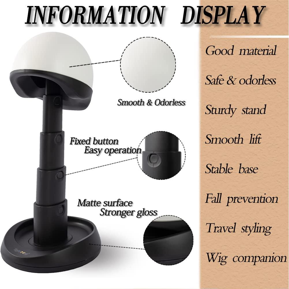 Soporte de Cabeza de Peluca Ajustable LightMay - Plegable y Compacto