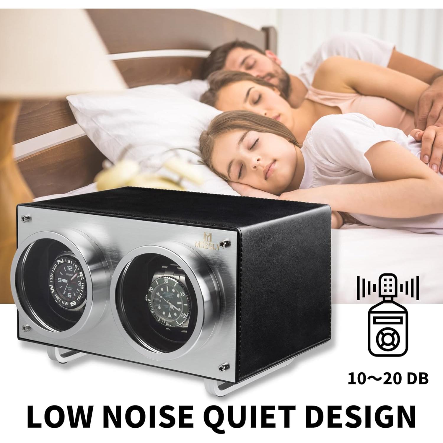 Winder Doble para Relojes Automáticos MOZSLY Negro 22.86x17.78cm