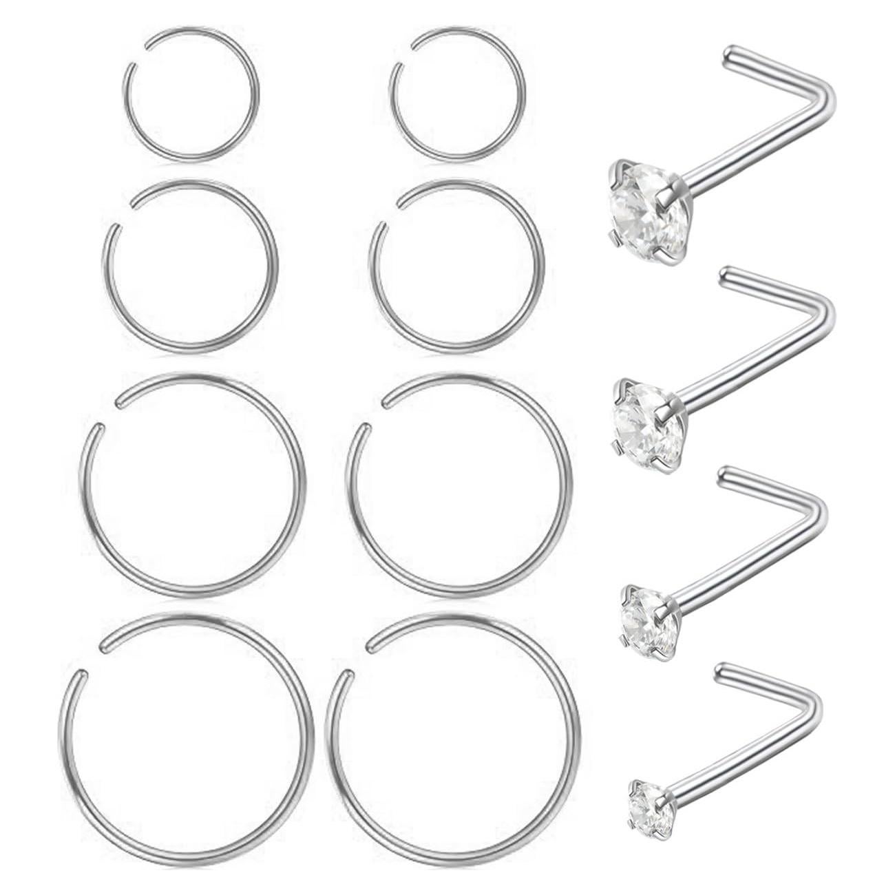 Anillos de Nariz 12 Pcs Masedy Acero Inoxidable 316L 6-12 mm