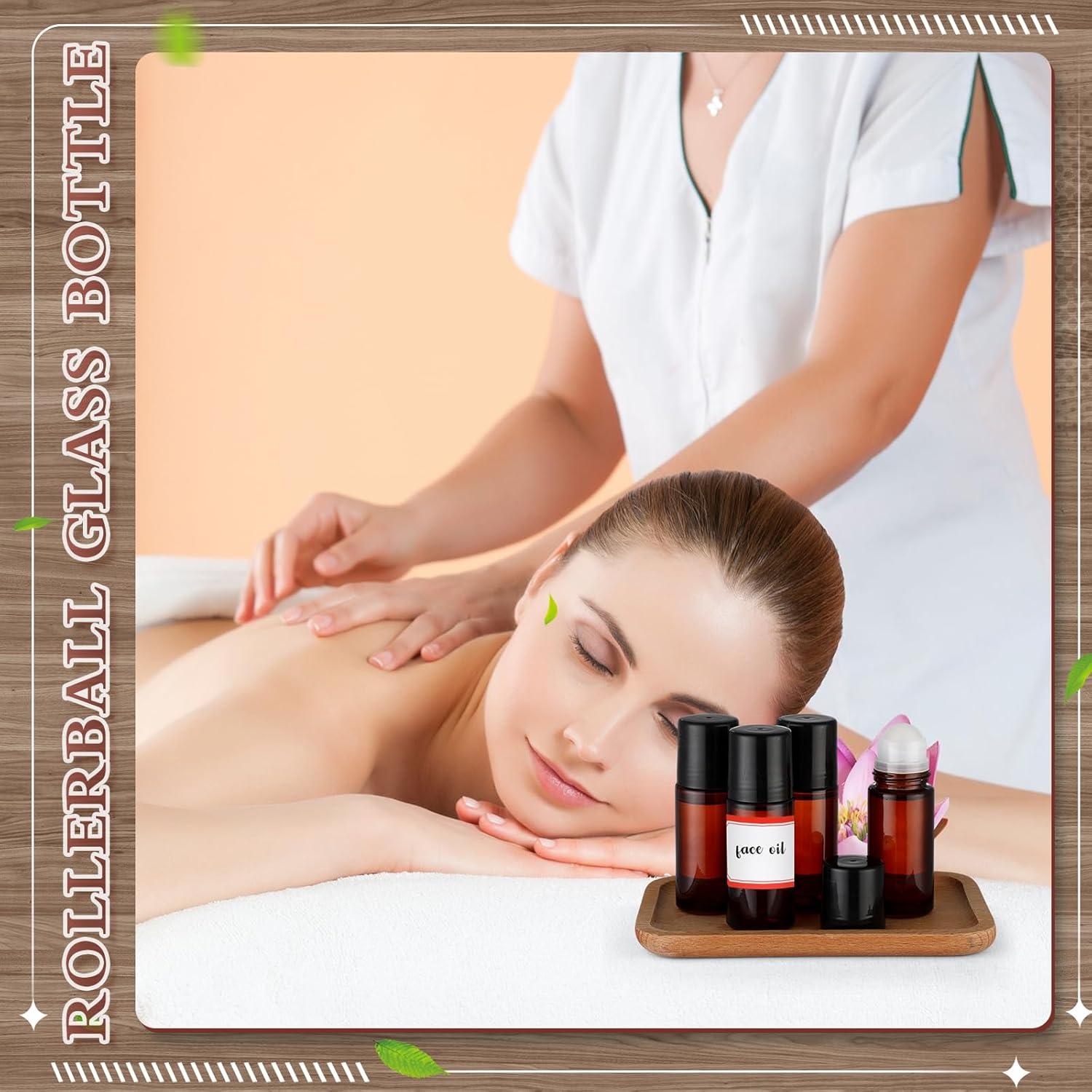 Set 24 Botellas de Vidrio Marrón 30ml con Rodillo Sumind