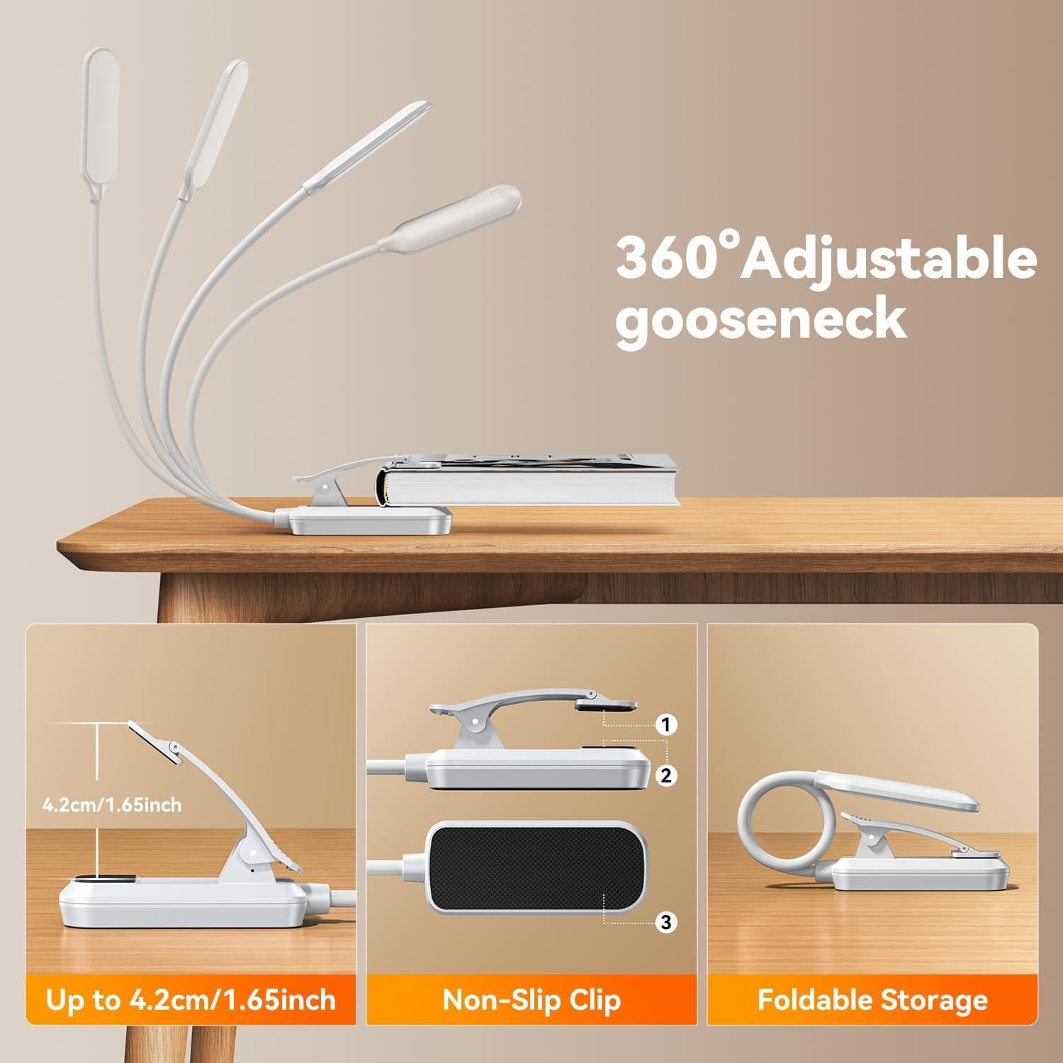 Luz de Libro LED Recargable Sotipevs YD-330 Blanca 3 Temperaturas