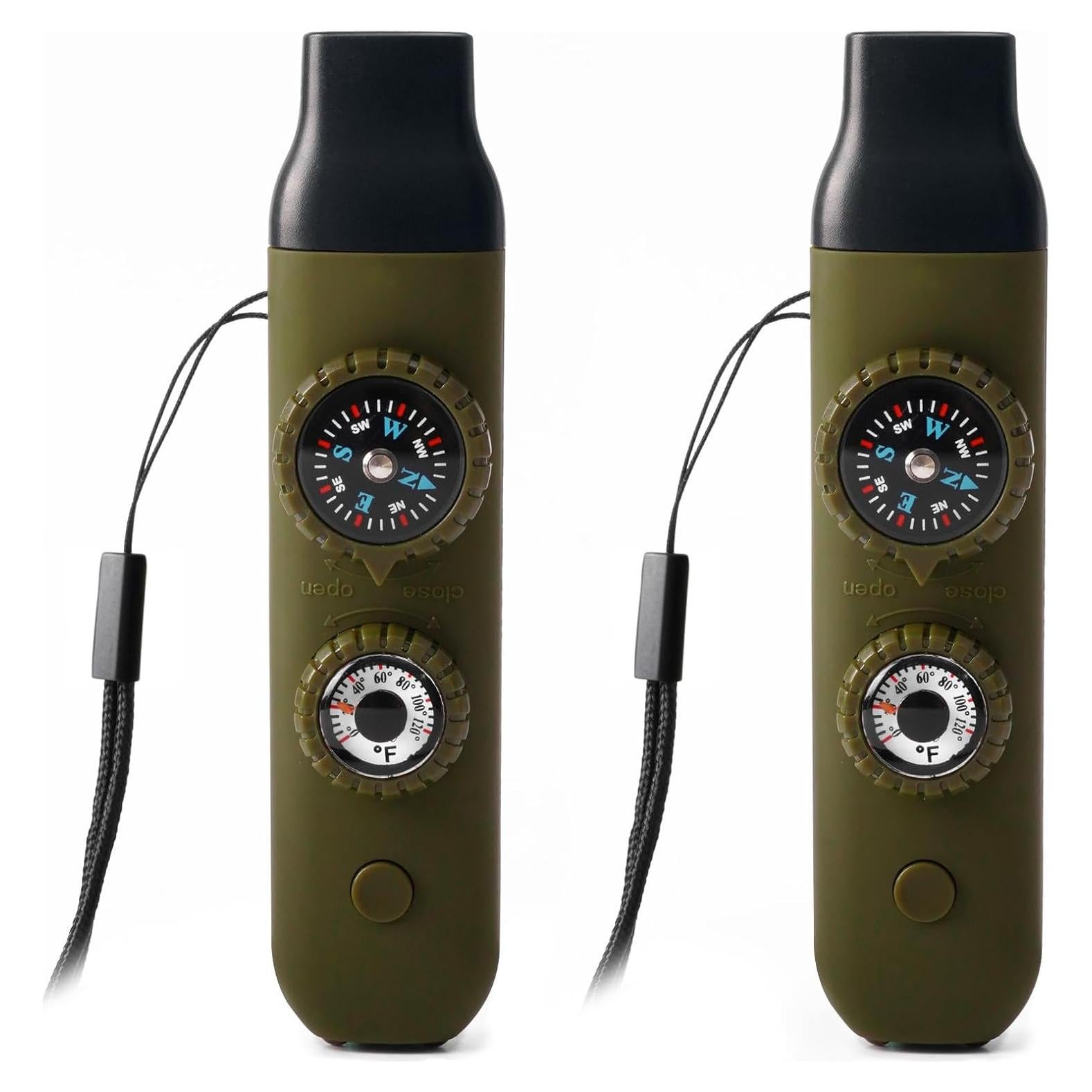 Silbato de Seguridad Multifuncional Viriber 7 en 1 Verde Militar