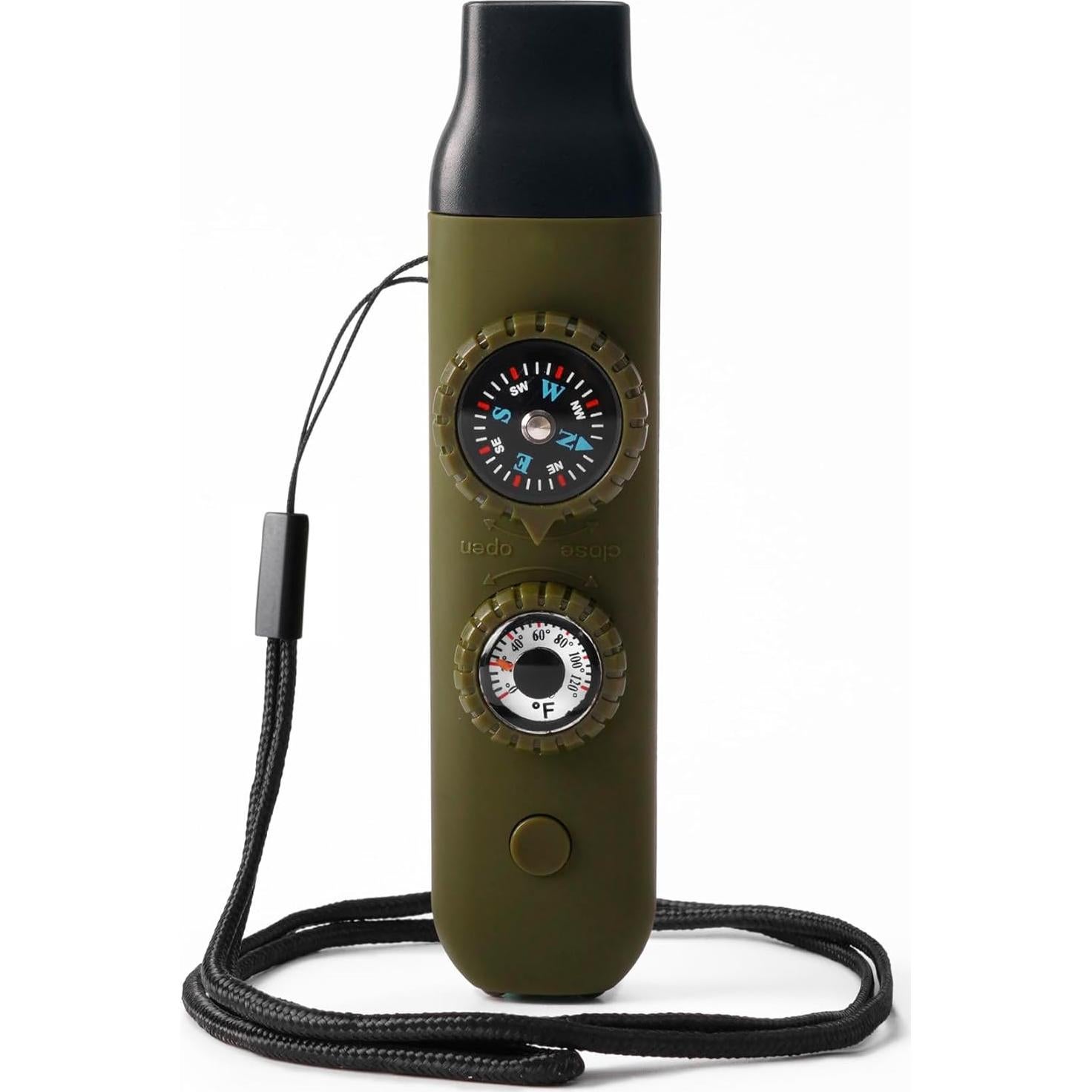 Silbato de Seguridad Multifuncional Viriber 7 en 1 Verde Militar