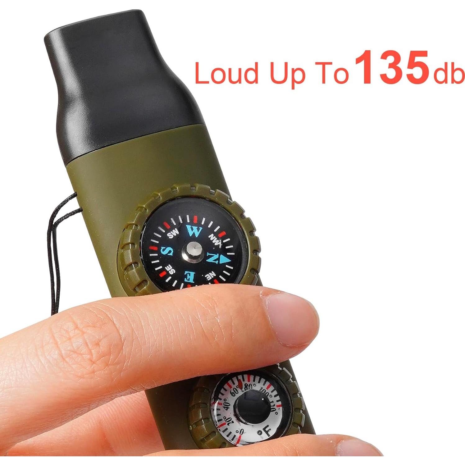 Silbato de Seguridad Multifuncional Viriber 7 en 1 Verde Militar