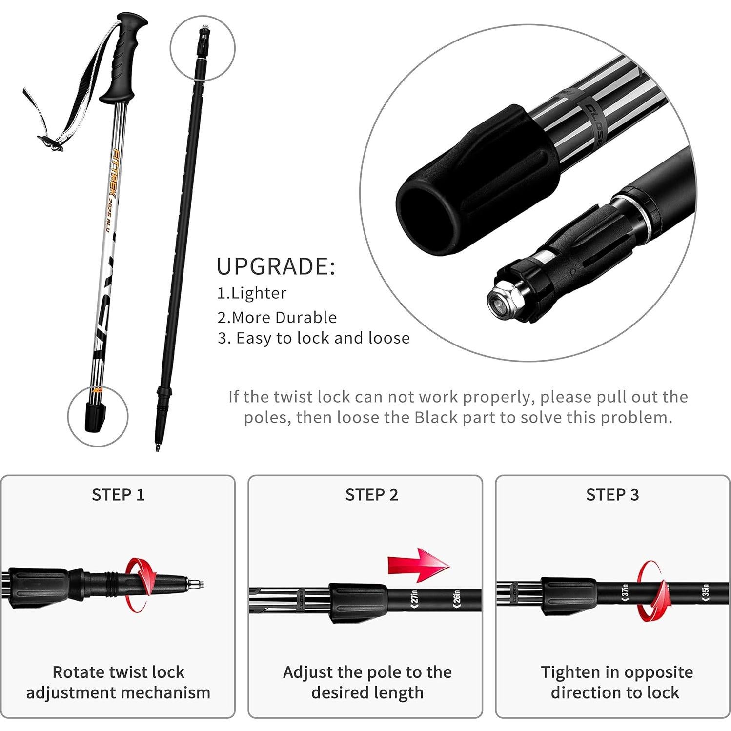 Bastones de Senderismo para Niños FitTrek Telescópicos 2 Pzas