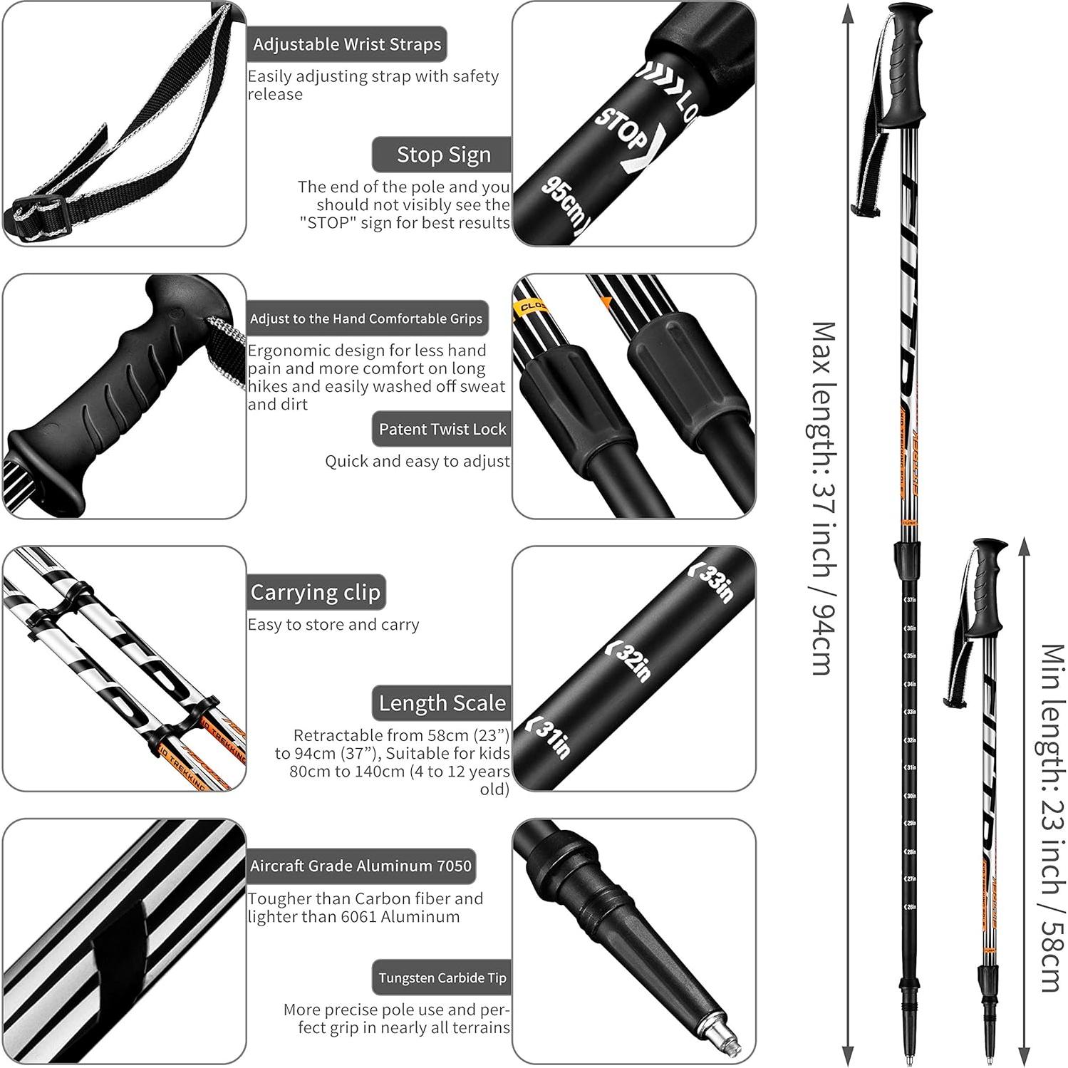 Bastones de Senderismo para Niños FitTrek Telescópicos 2 Pzas