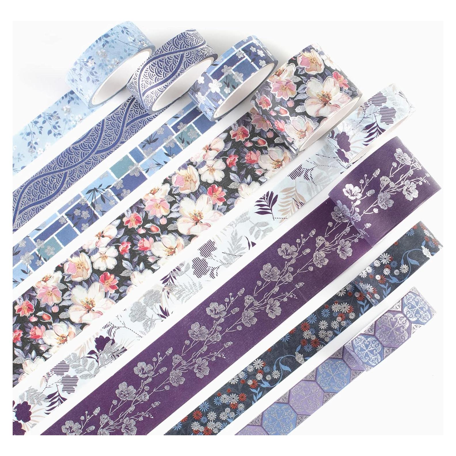 Conjunto de Cinta Washi YUBX Elegance Blue 8 Rollos Decorativos