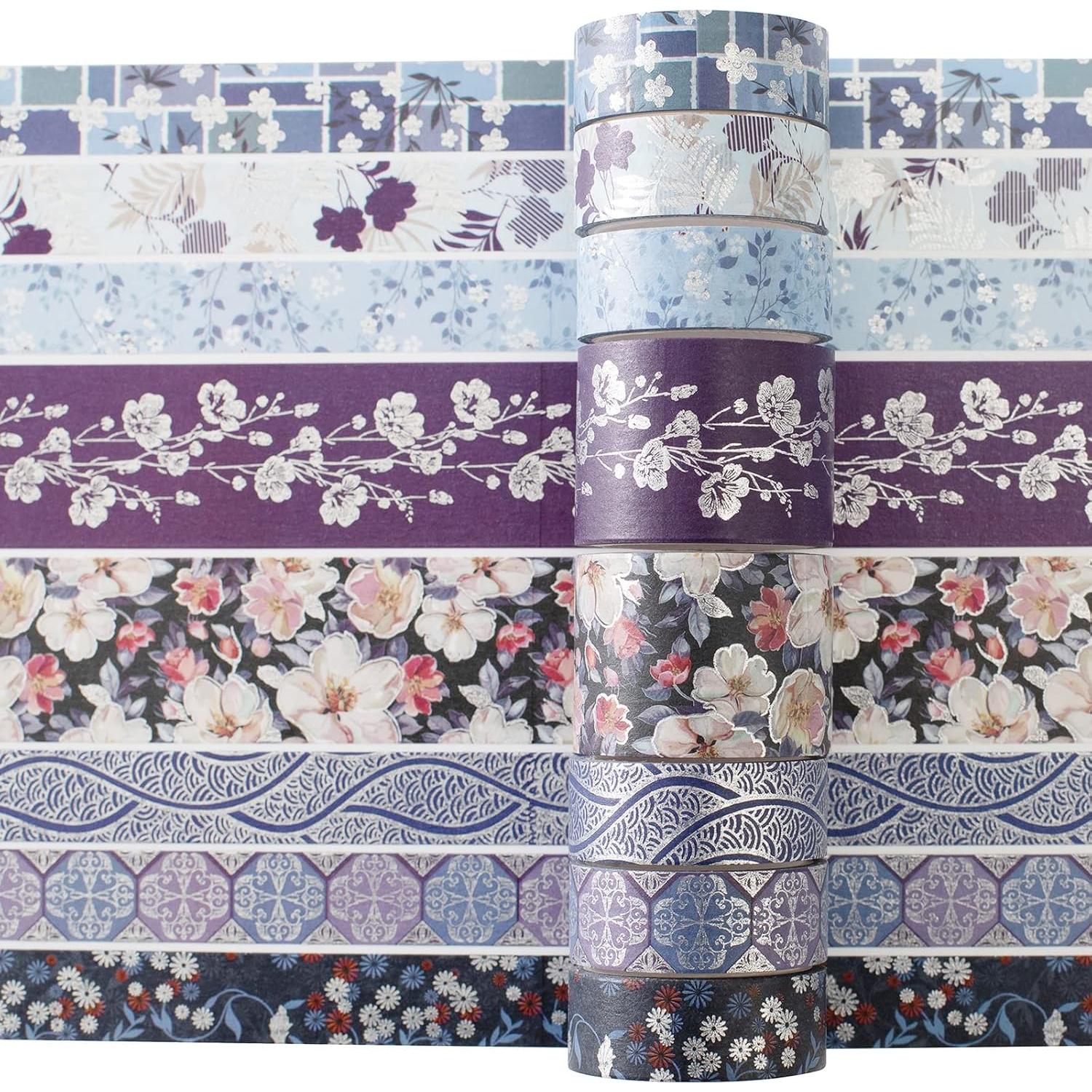 Conjunto de Cinta Washi YUBX Elegance Blue 8 Rollos Decorativos