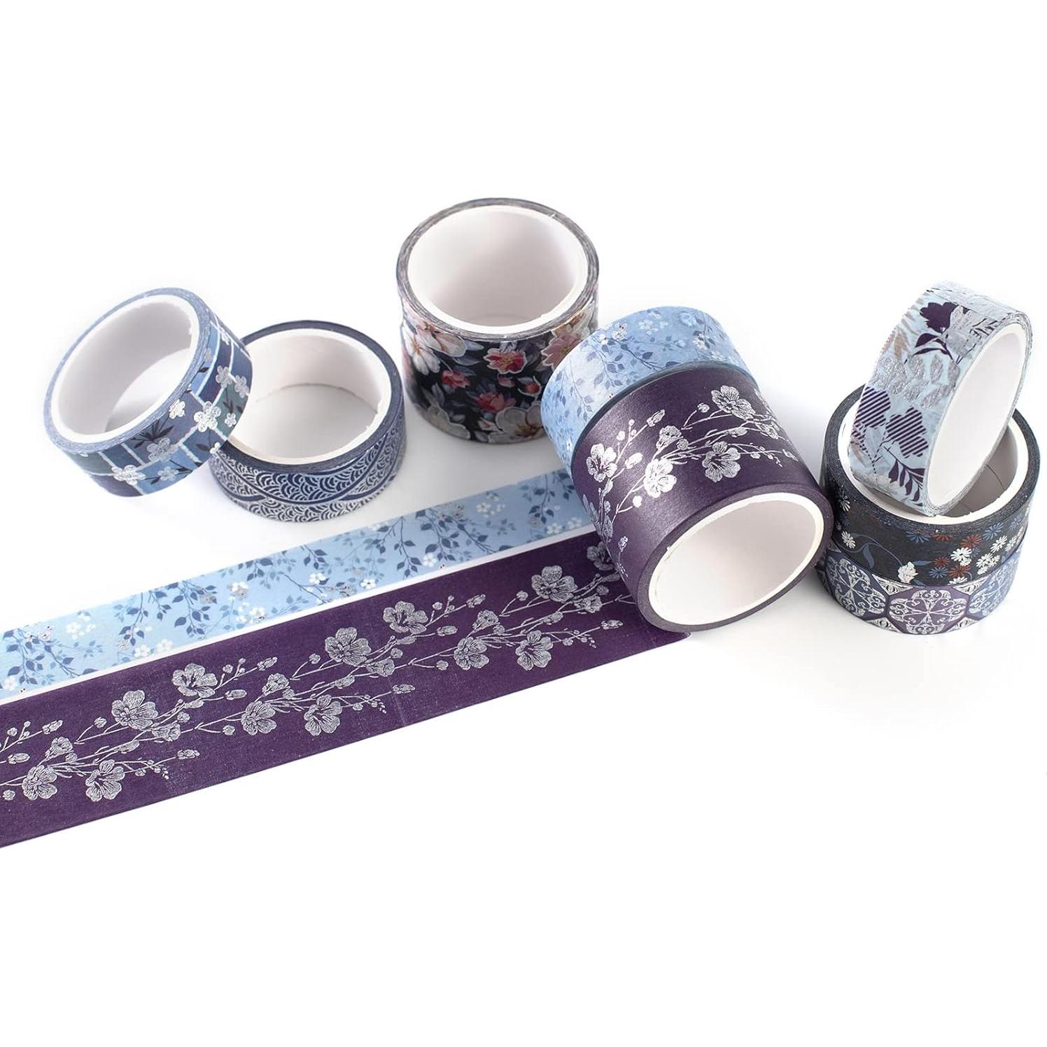 Conjunto de Cinta Washi YUBX Elegance Blue 8 Rollos Decorativos