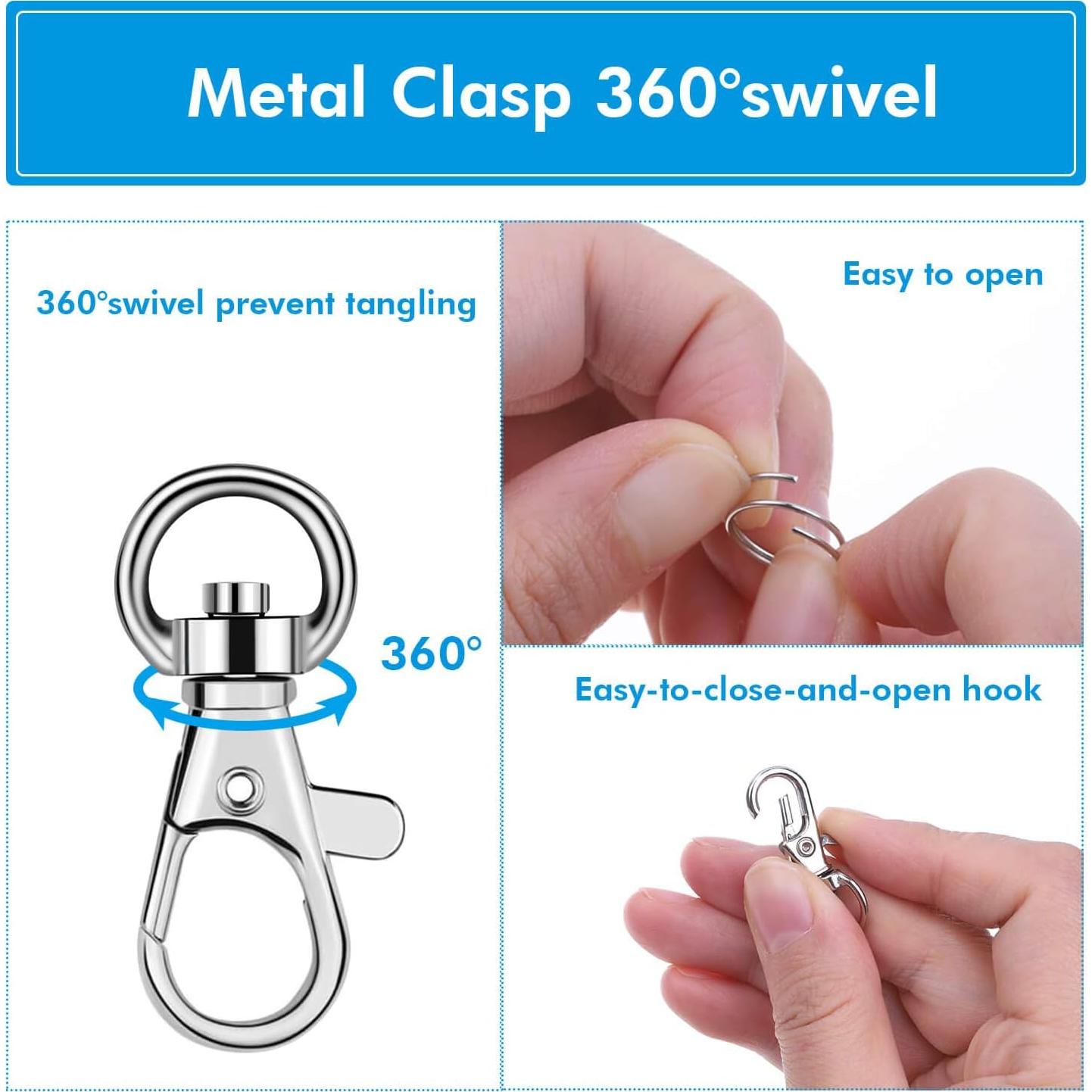 Ganchos giratorios para llaveros Anezus 100 piezas metal plata