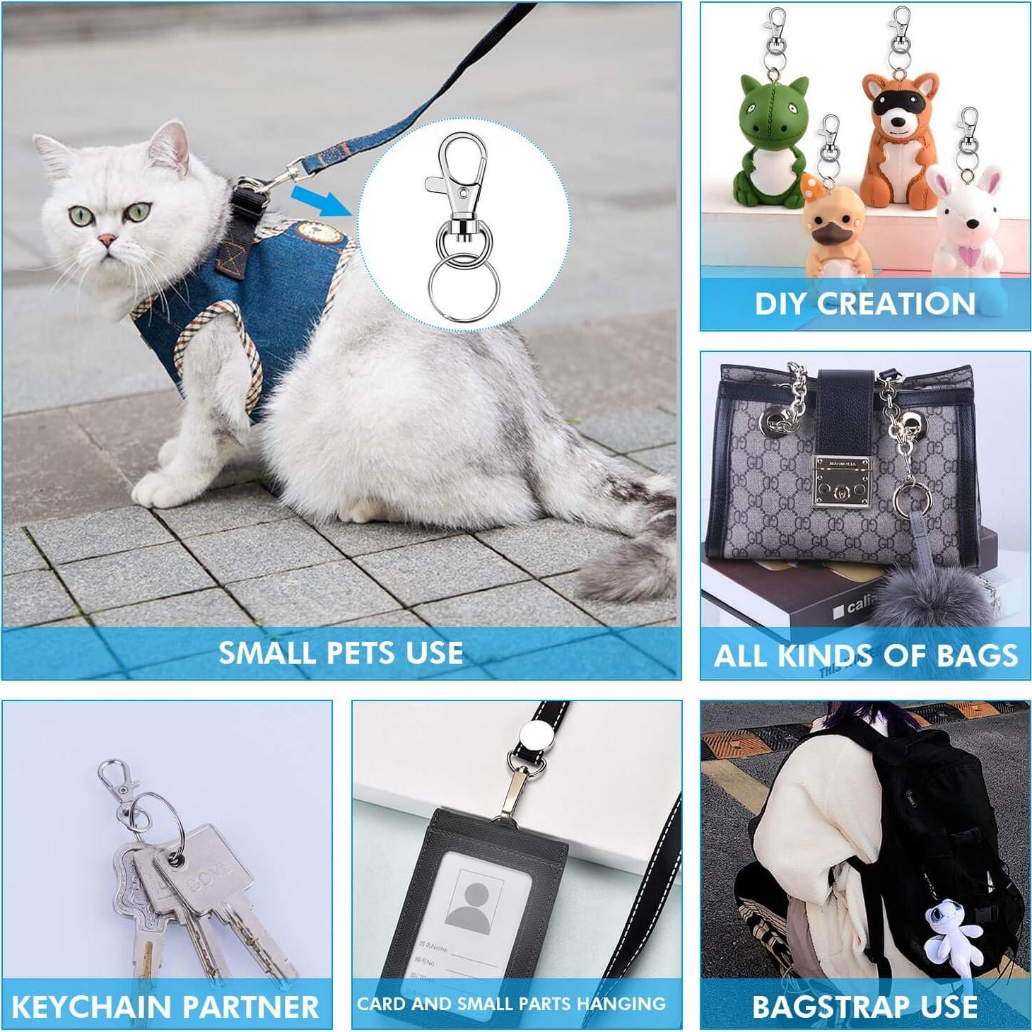 Ganchos giratorios para llaveros Anezus 100 piezas metal plata