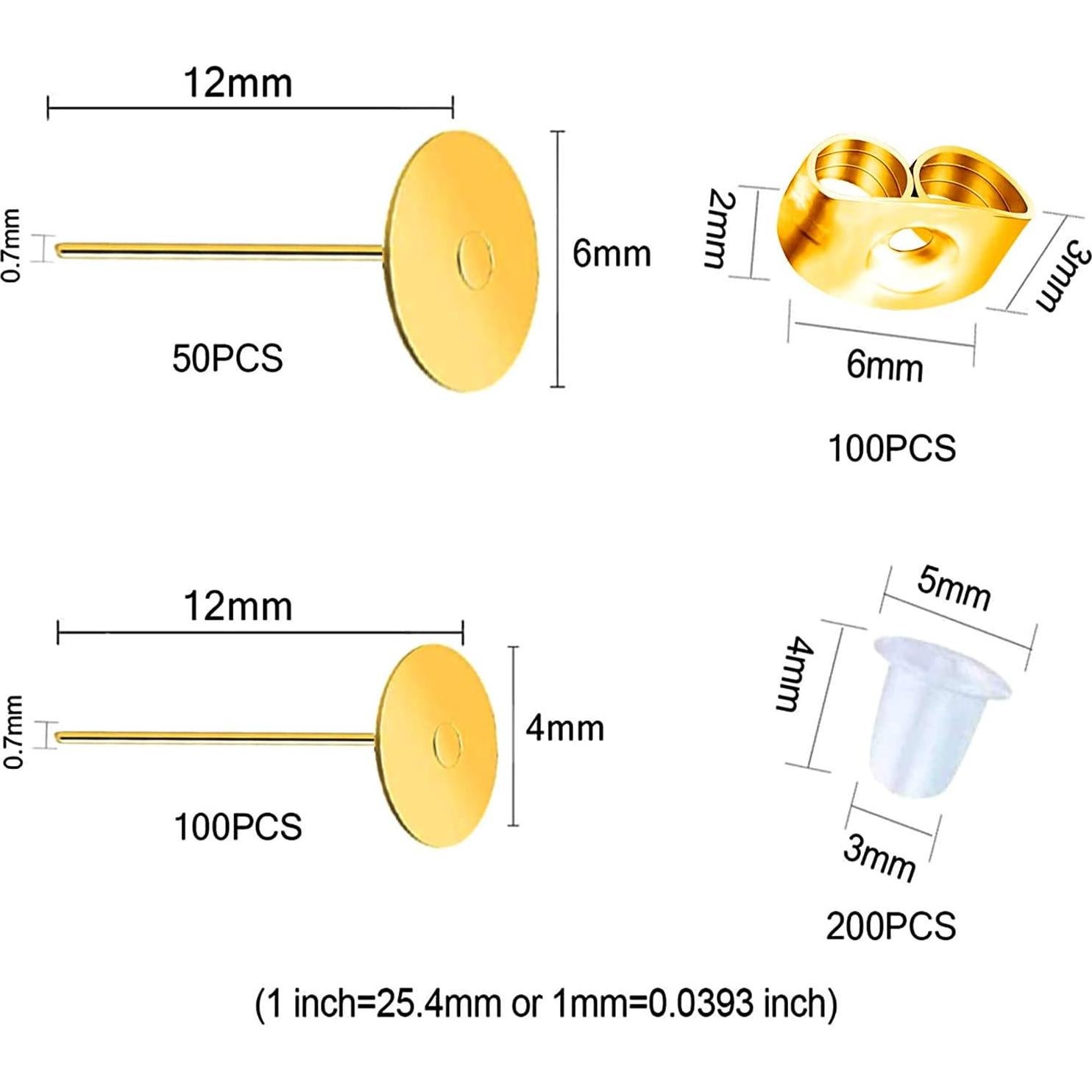 Kit 450 Piezas Aretes Hipoalergénicos Huucky Acero Inoxidable