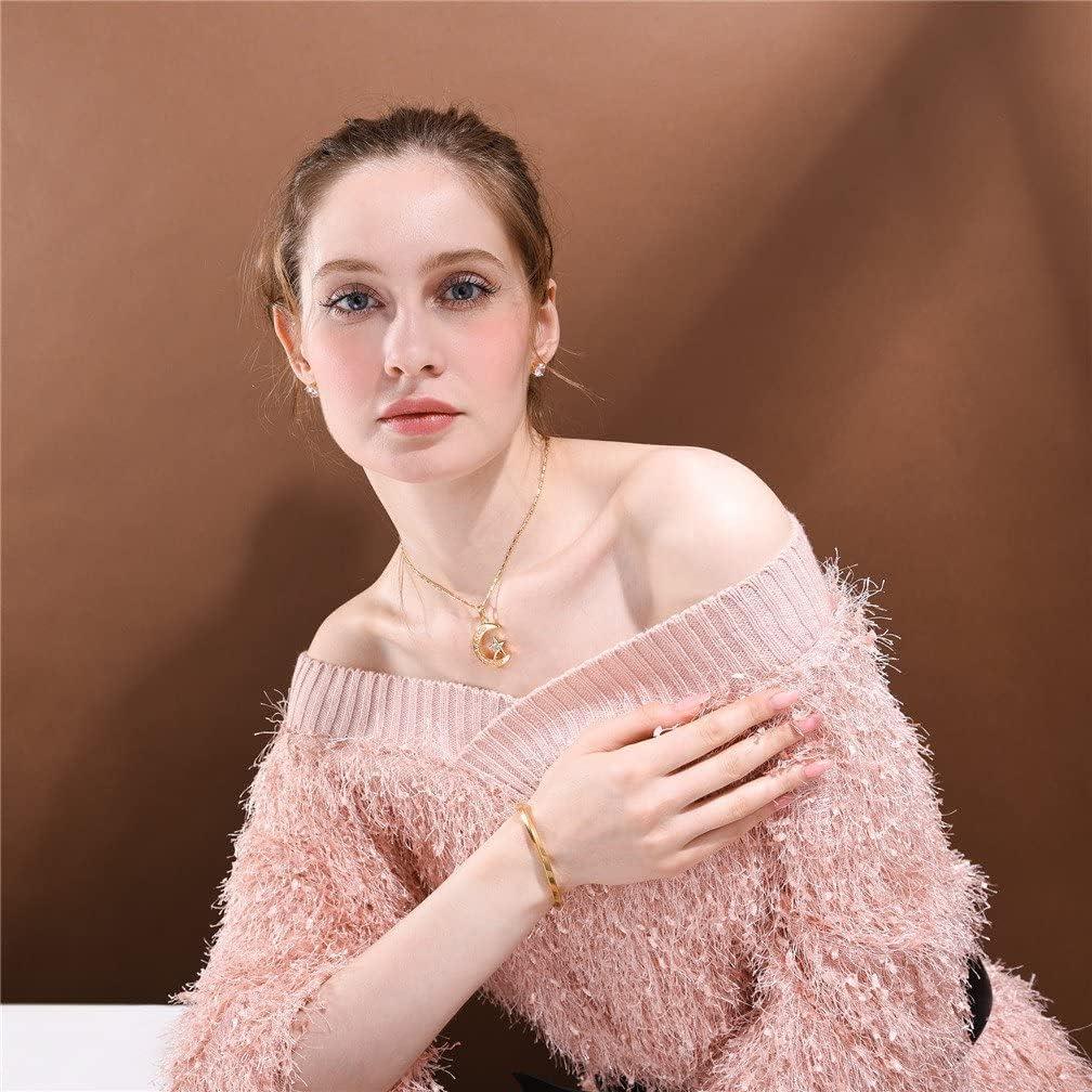 Collar U7 Islámico con Colgante Luna Creciente Baño Oro 18K