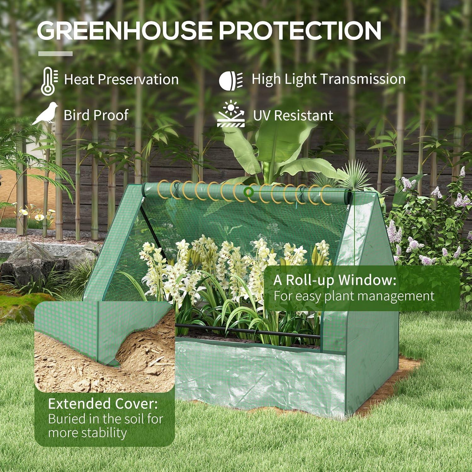 Huerto Elevado Galvanizado Outsunny 1.22x0.91m con Invernadero