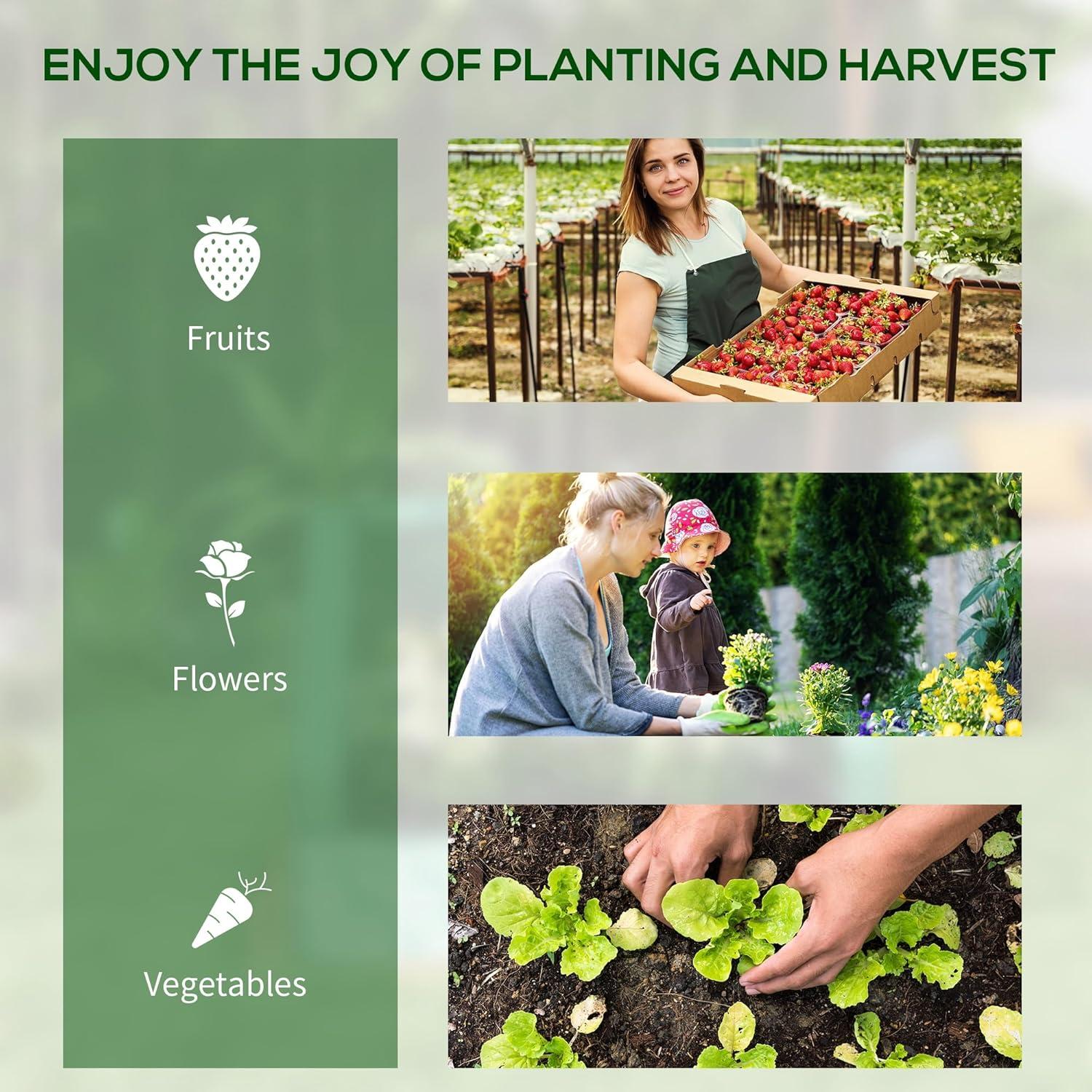 Huerto Elevado Galvanizado Outsunny 1.22x0.91m con Invernadero