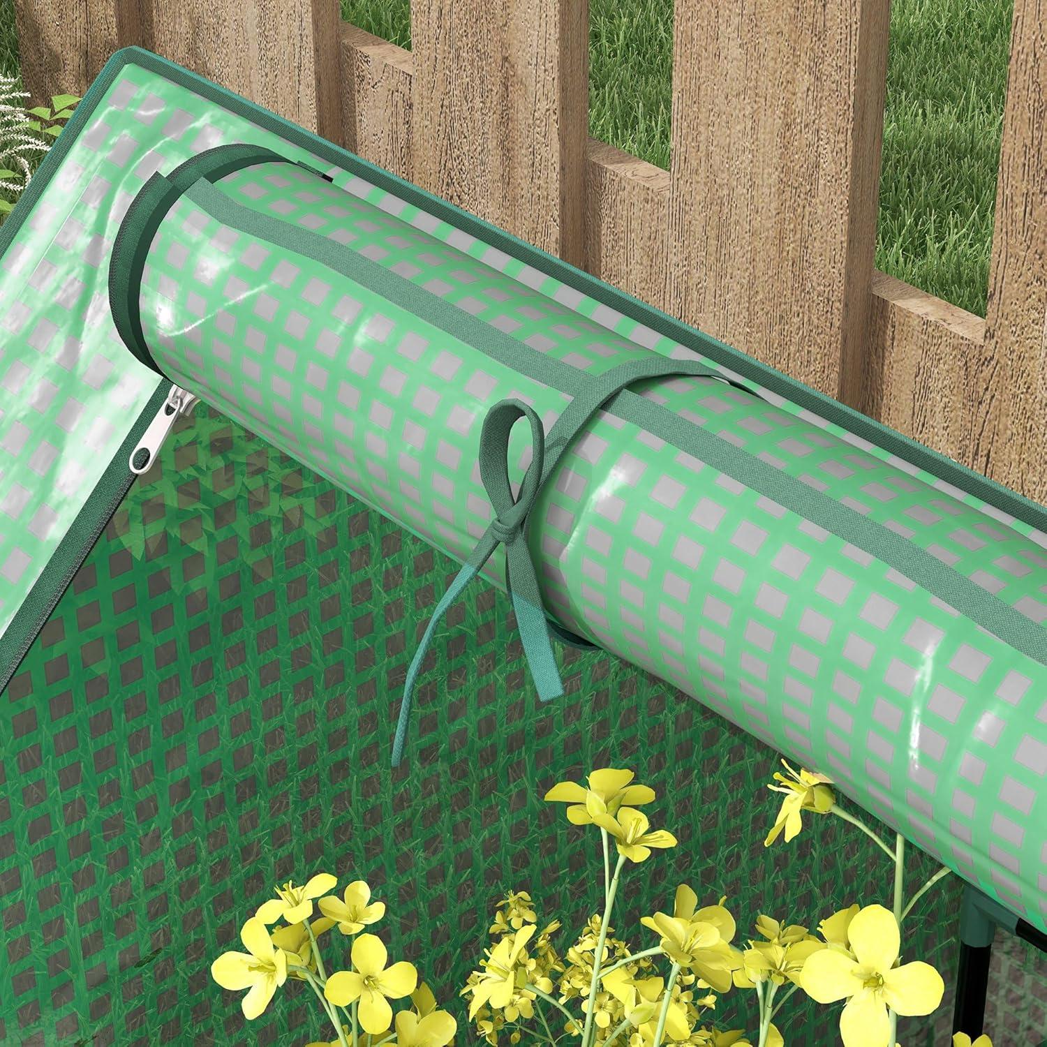 Huerto Elevado Galvanizado Outsunny 1.22x0.91m con Invernadero