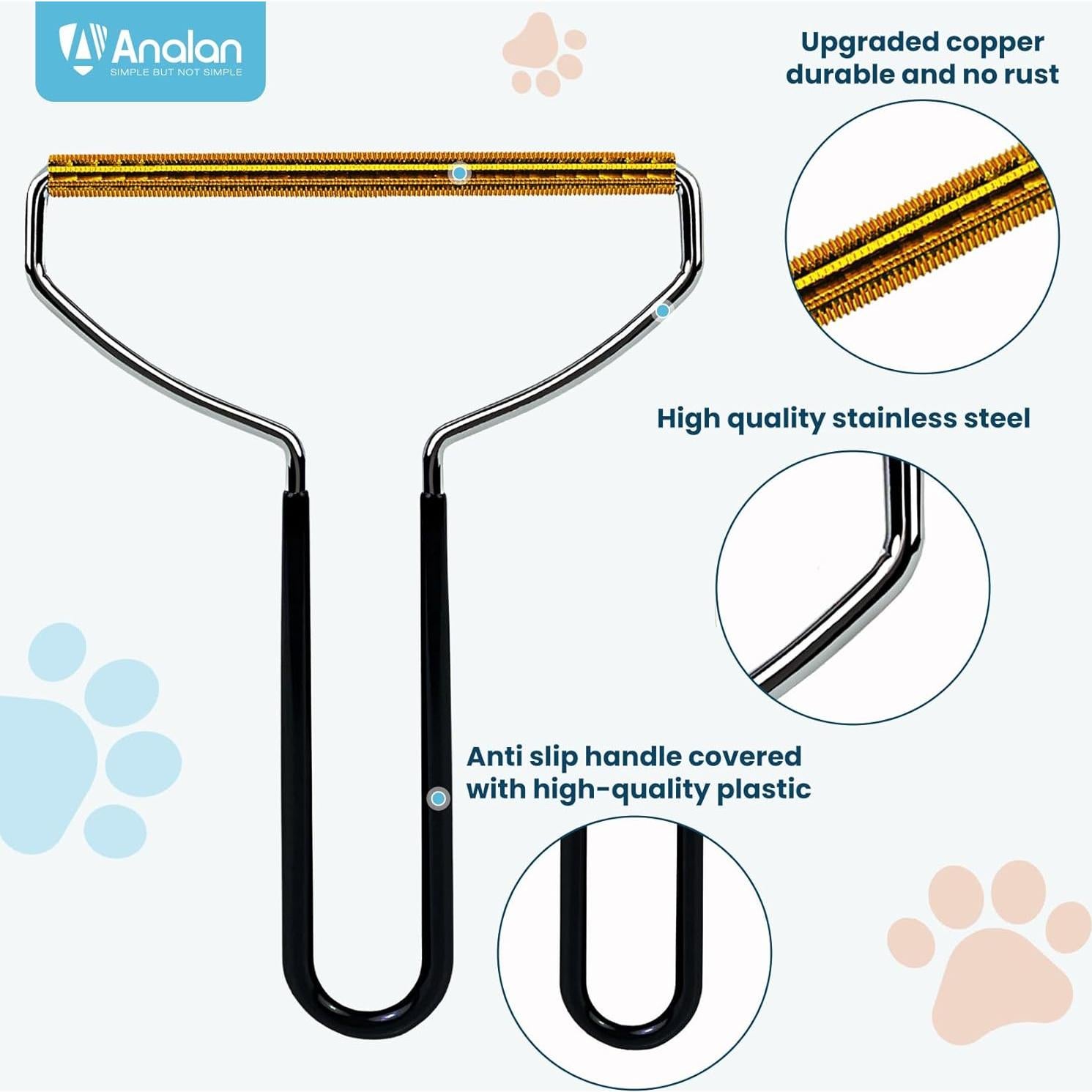 Cepillo Slicker Autolimpiante Analan 3 en 1 para Mascotas