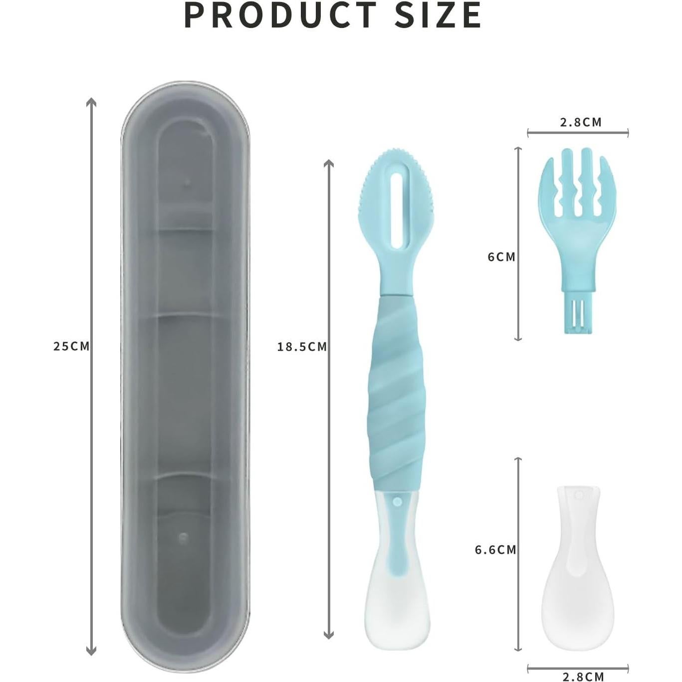 Cuchara de Silicona para Bebé OUROBOT Azul Aqua - Suave y Segura