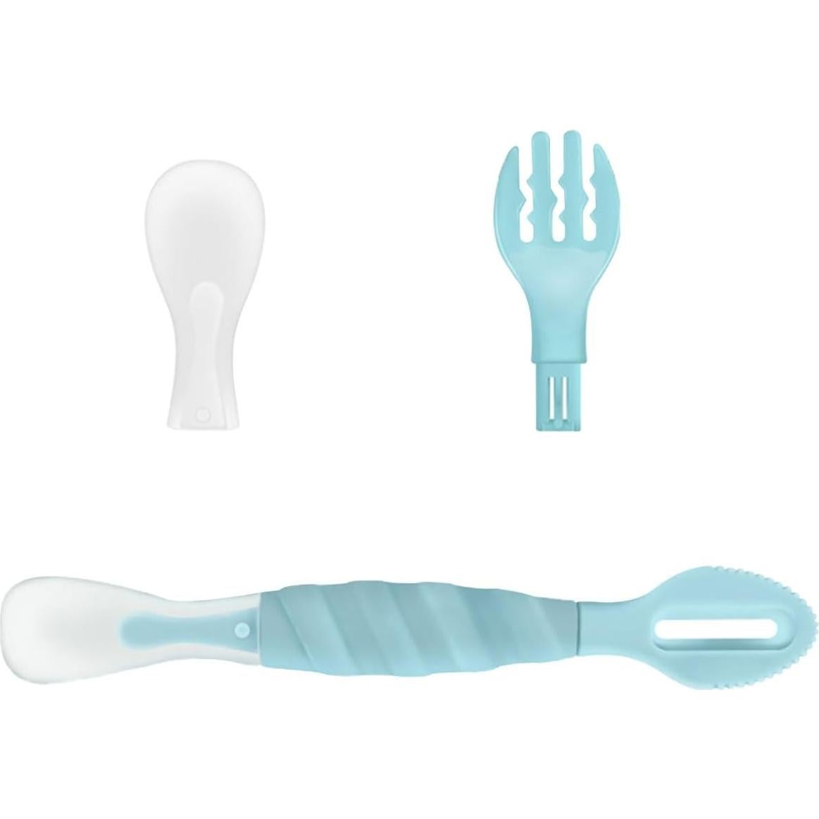 Cuchara de Silicona para Bebé OUROBOT Azul Aqua - Suave y Segura