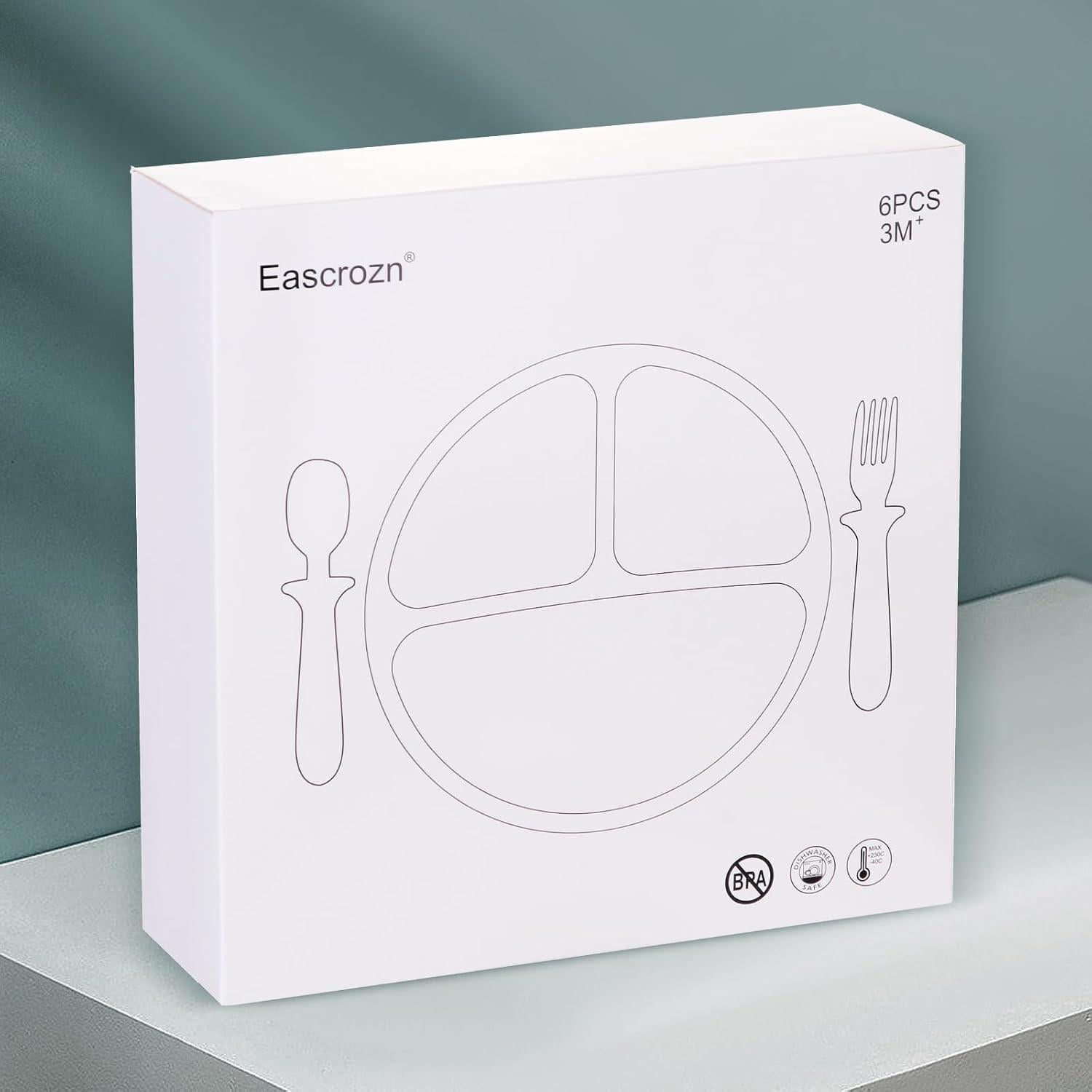 Set de Alimentación para Bebés Eascrozn - 2 Platos Silicona 190g