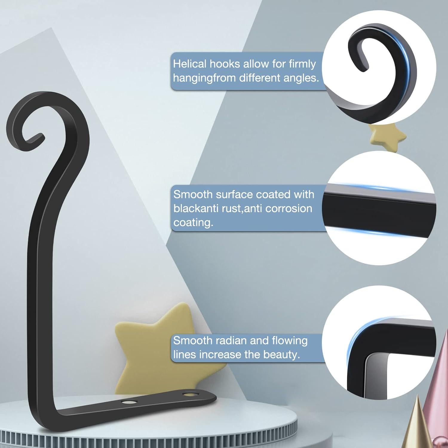 Gtongoko Soportes para Plantas Colgantes 15.24 cm Metal Negro