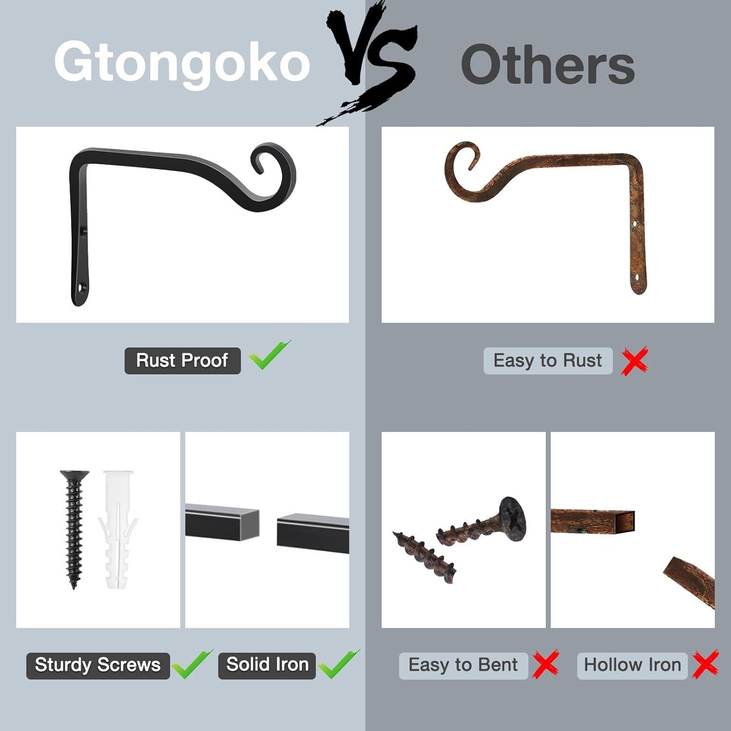 Gtongoko Soportes para Plantas Colgantes 15.24 cm Metal Negro