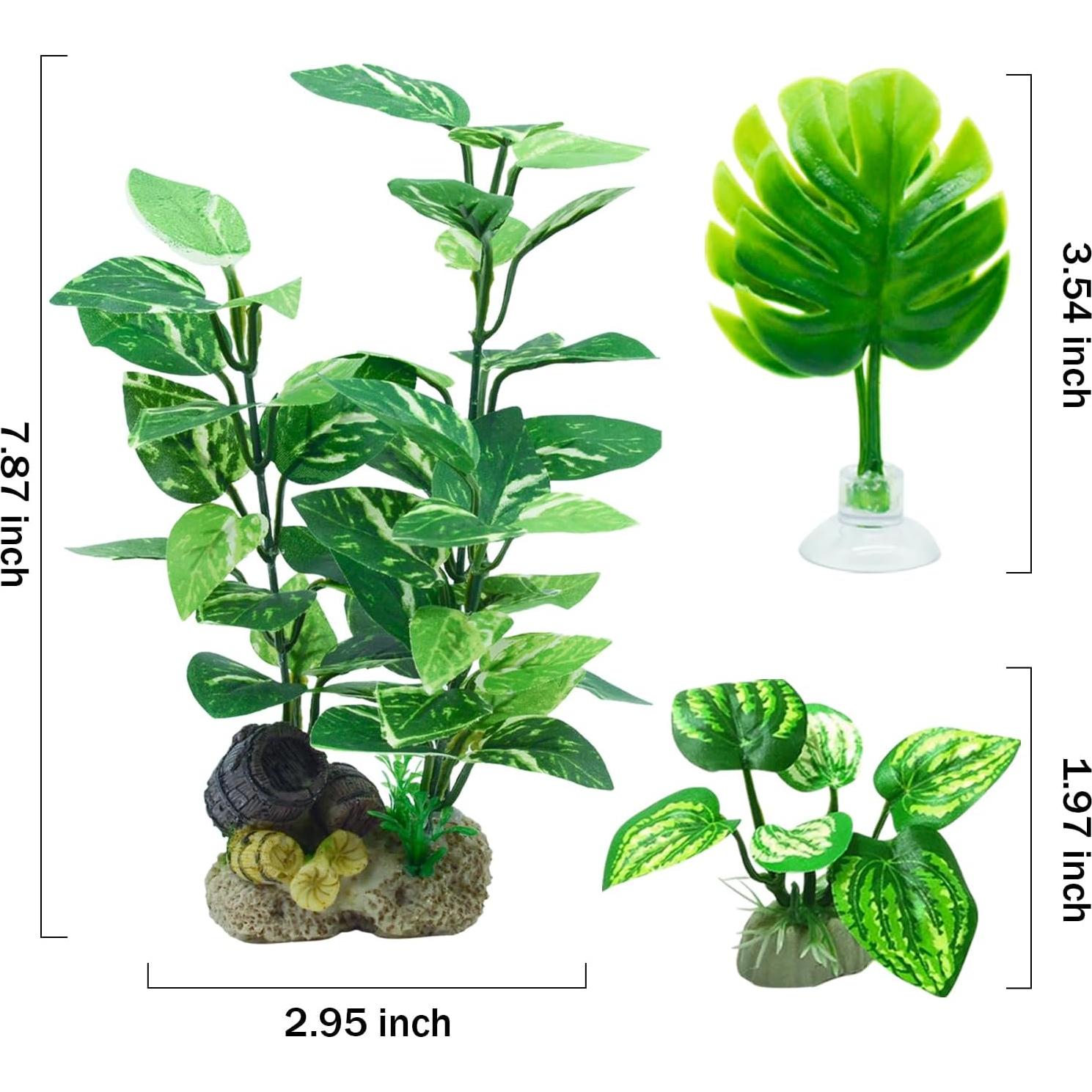 Plantas Artificiales para Acuarios EDGCTYU - Paquete de 7 Verde