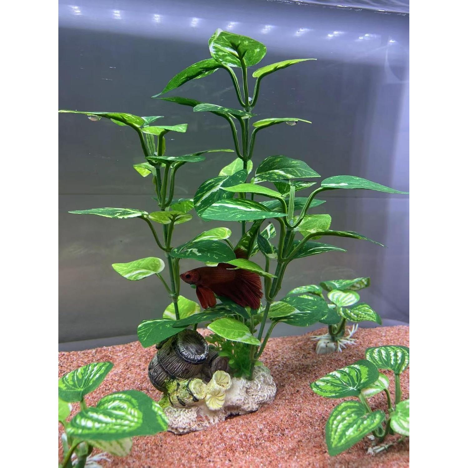 Plantas Artificiales para Acuarios EDGCTYU - Paquete de 7 Verde