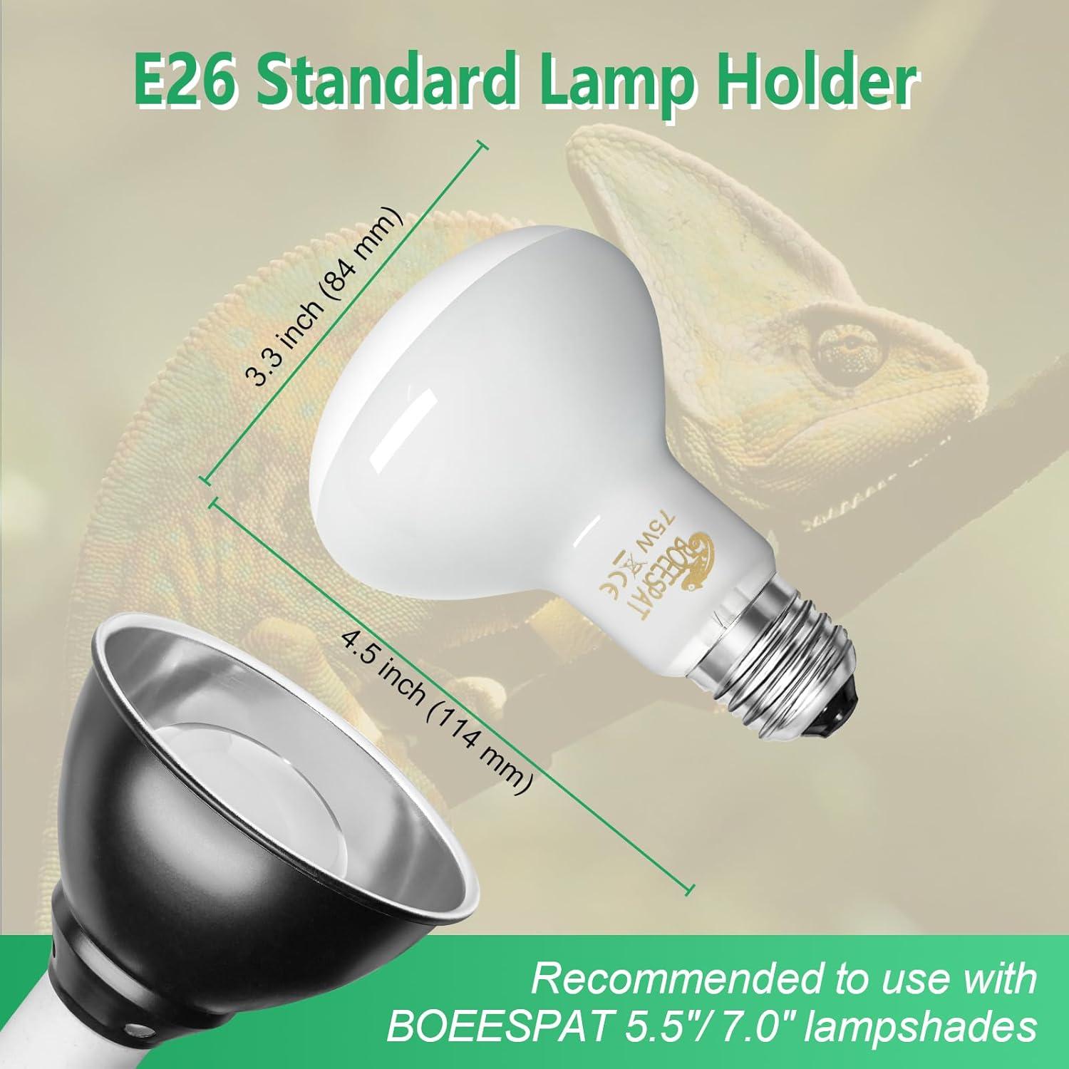 Paquete de 2 Bombillas de Calentamiento UVA 75W BOEESPAT para Reptiles