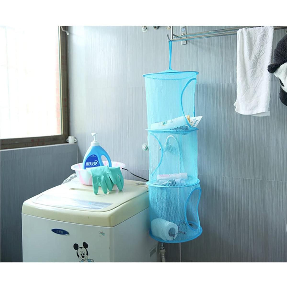 Cesta de Almacenamiento Colgante Gouccpu 3 Compartimentos Azul