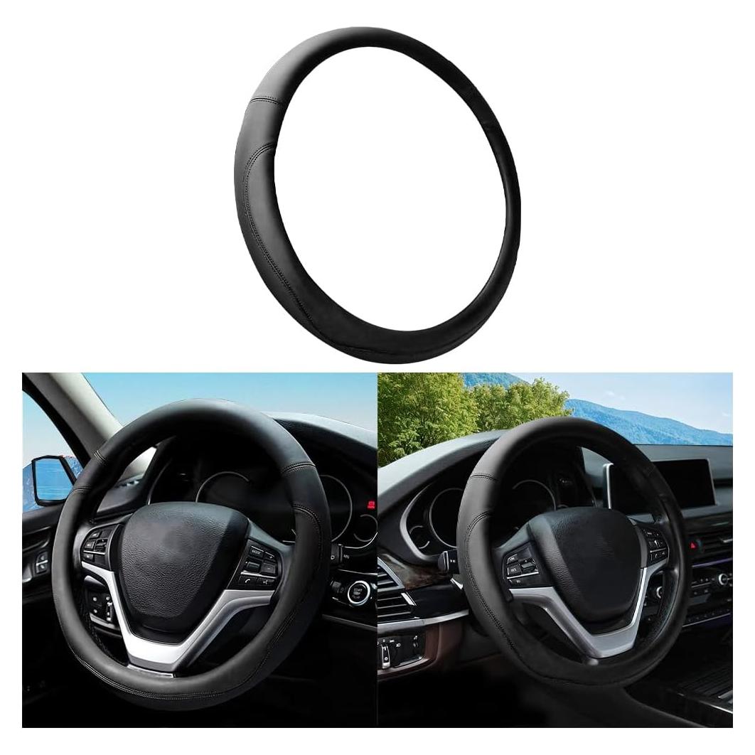 Cubierta de Volante Mandark de Cuero Antideslizante 38cm Negro