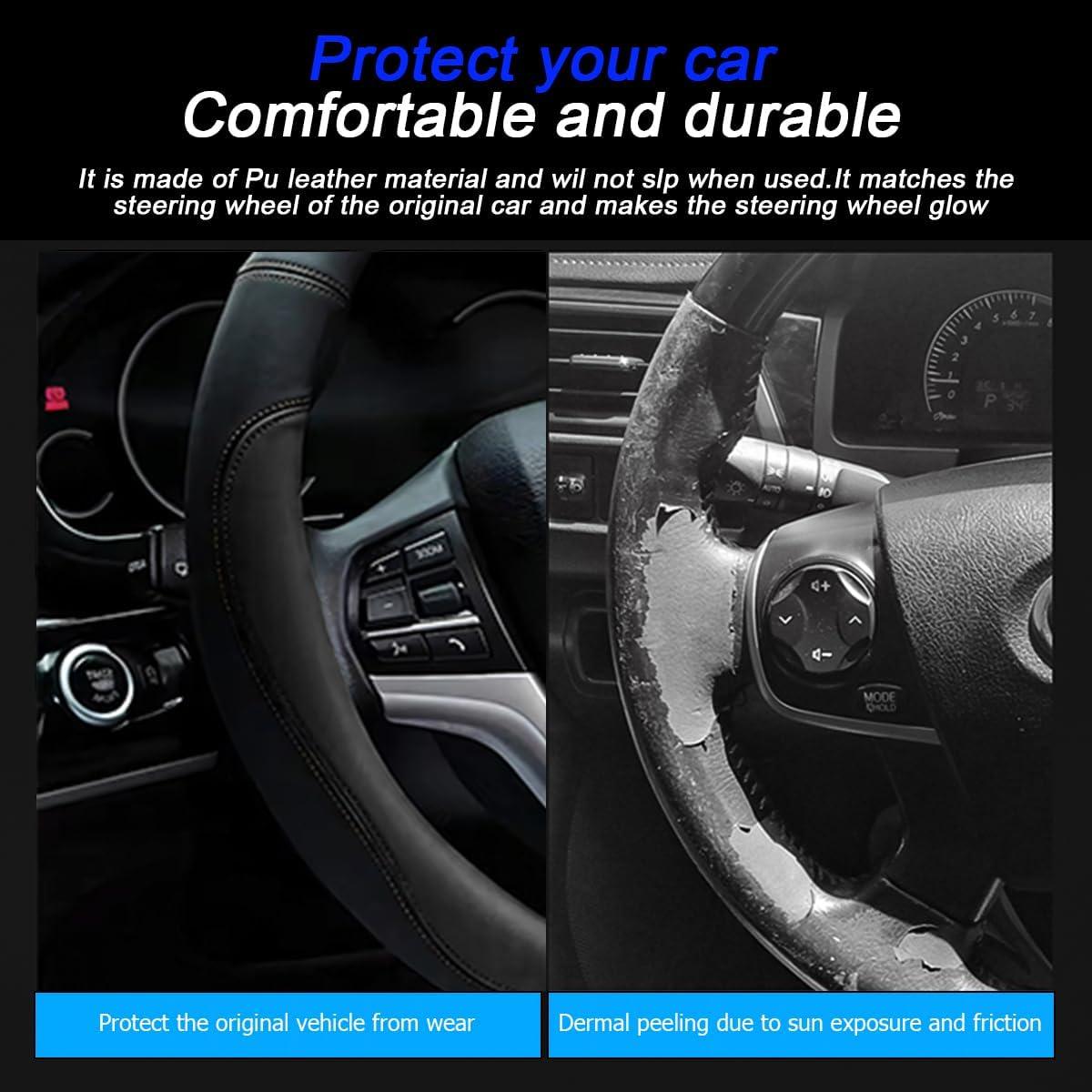 Cubierta de Volante Mandark de Cuero Antideslizante 38cm Negro