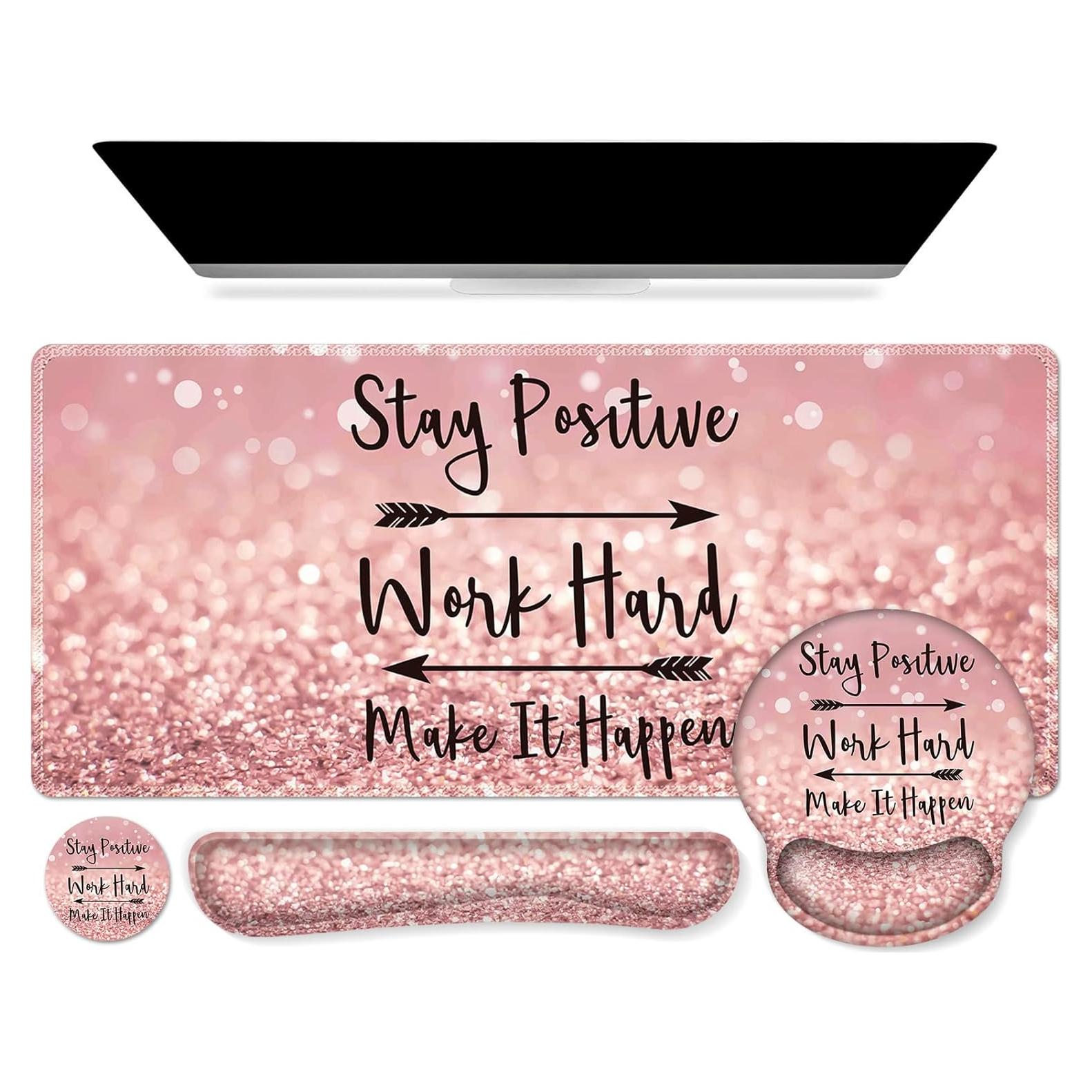 Alfombrilla de Ratón iCasso Rosa Ergonómica 4 en 1 XXL