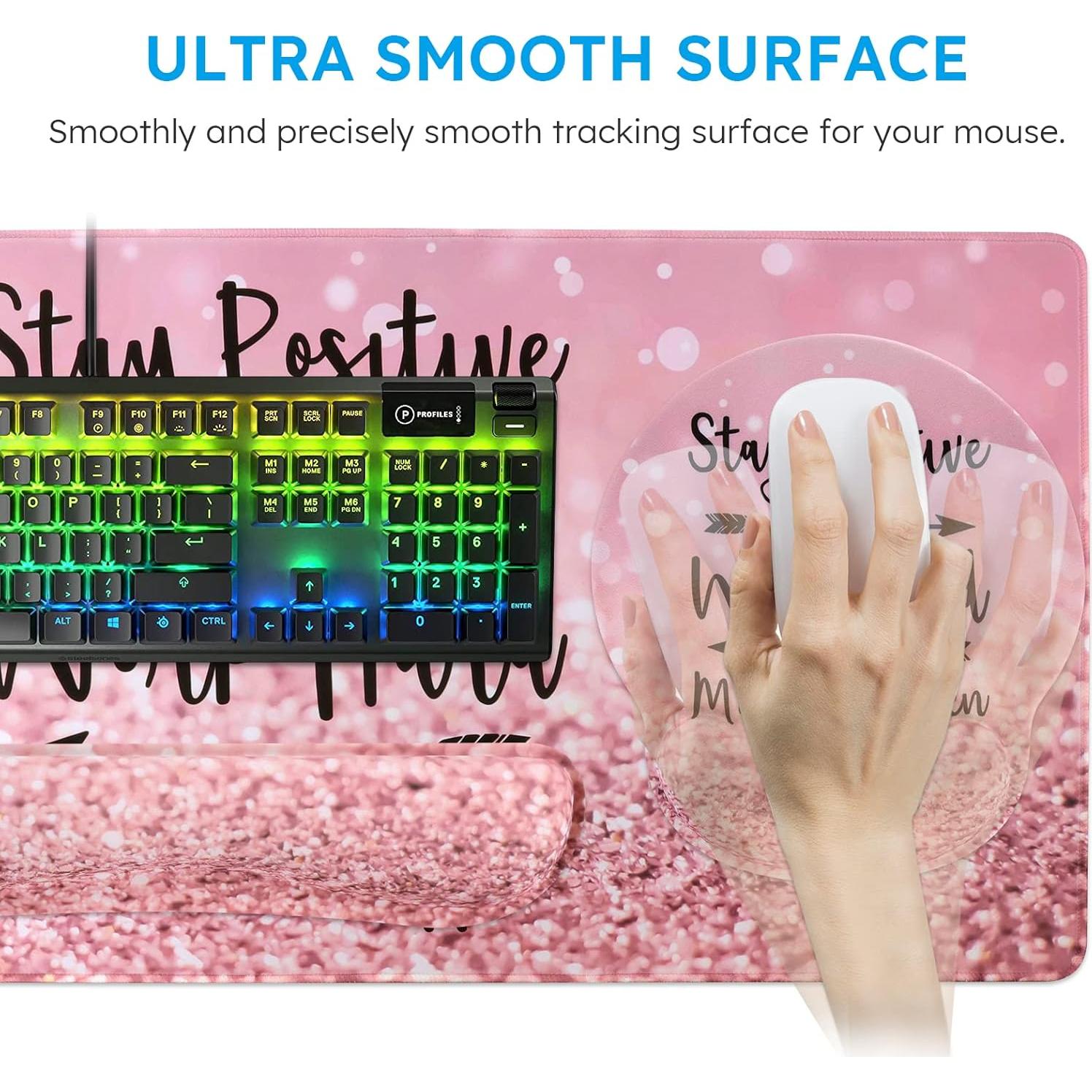 Alfombrilla de Ratón iCasso Rosa Ergonómica 4 en 1 XXL