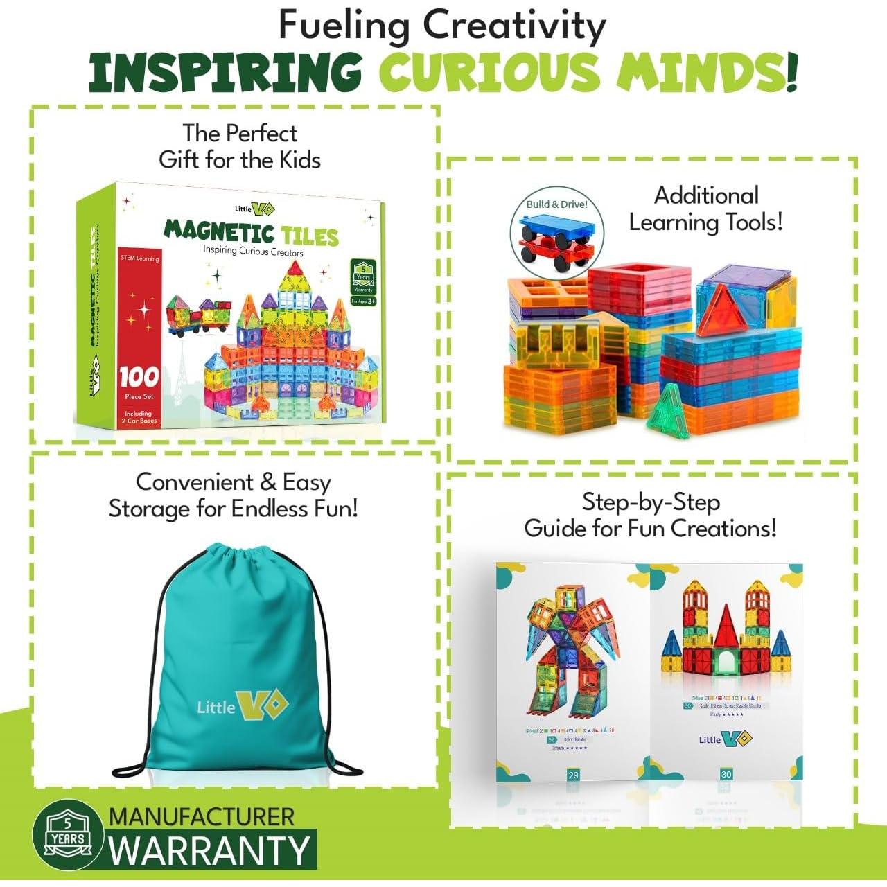 Azulejos Magnéticos 100 Piezas LittleVo - Juguete Educativo STEM