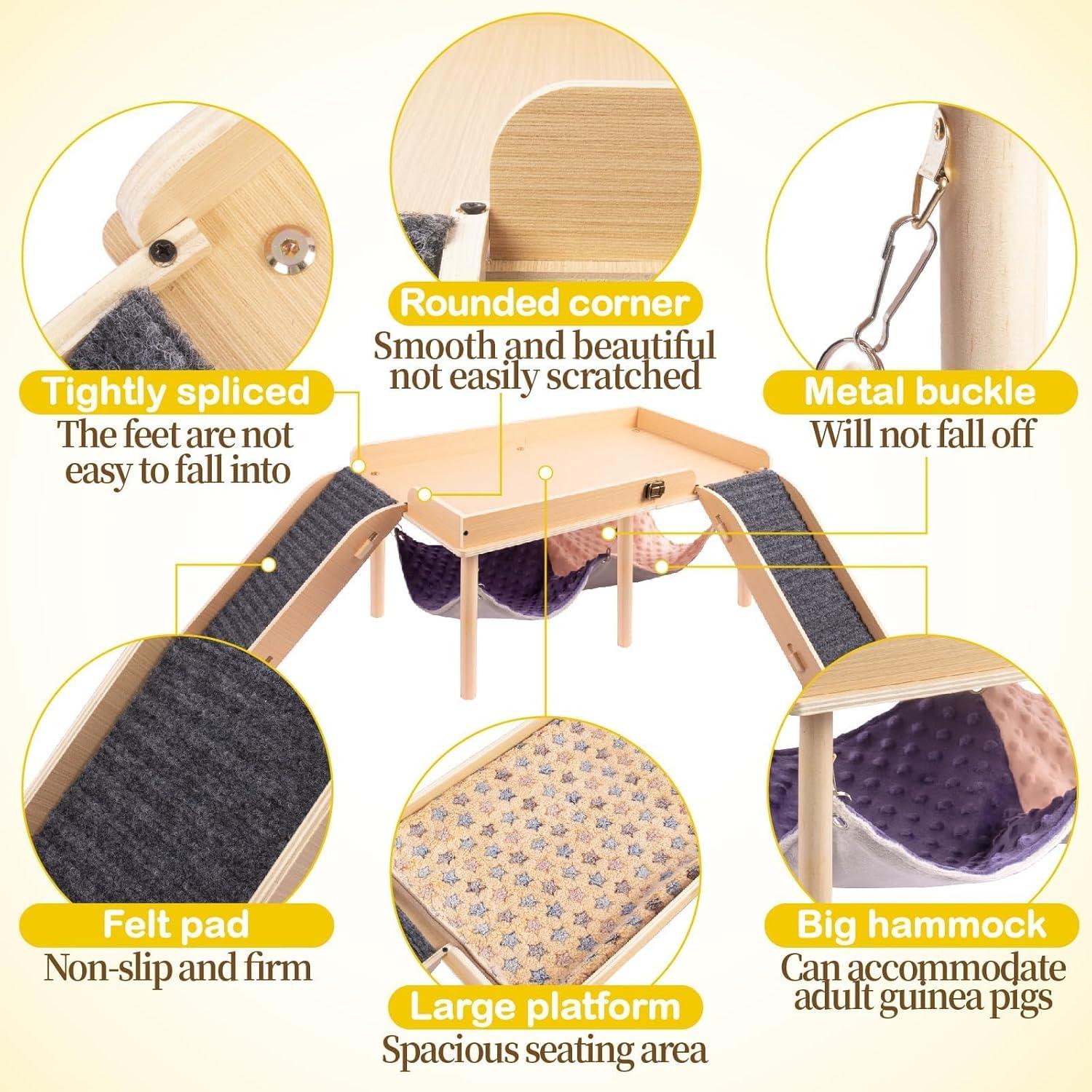 Hamaca para Cobayas BESNEW con Plataforma y Escaleras 60x30 cm