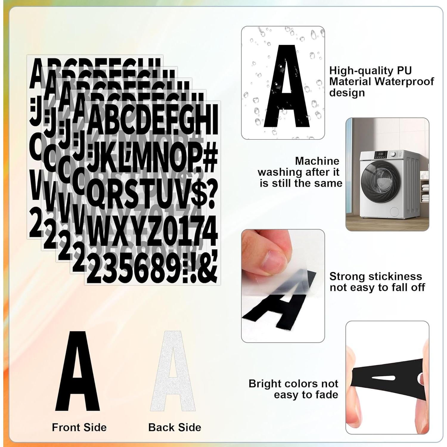 Set de Letras y Números de Planchar Metsyth 612 Piezas Negro