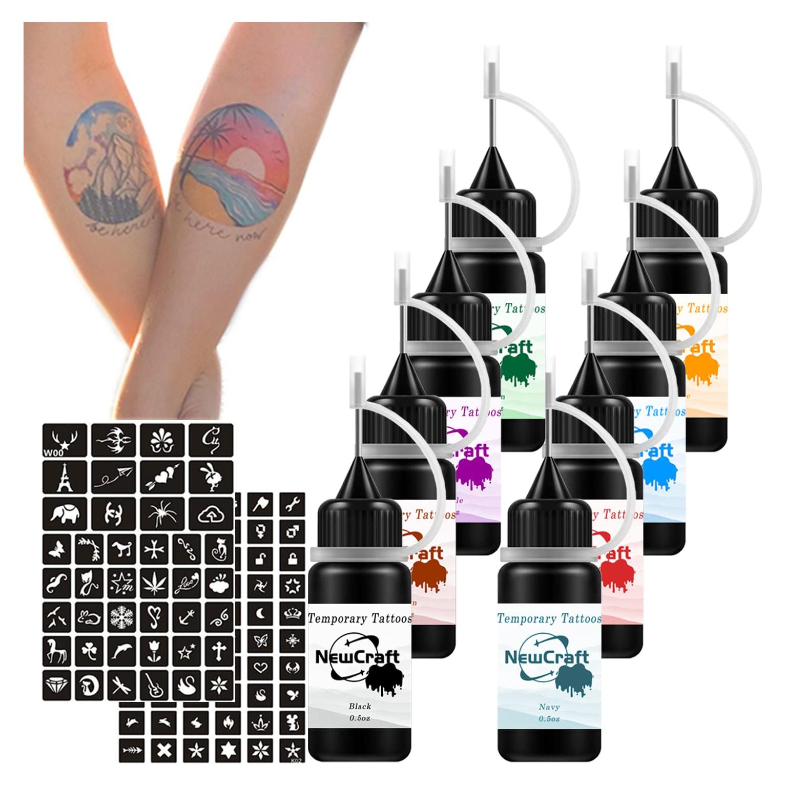 Kits de Tatuaje Temporal NewCraft - 8 Colores y 102 Plantillas