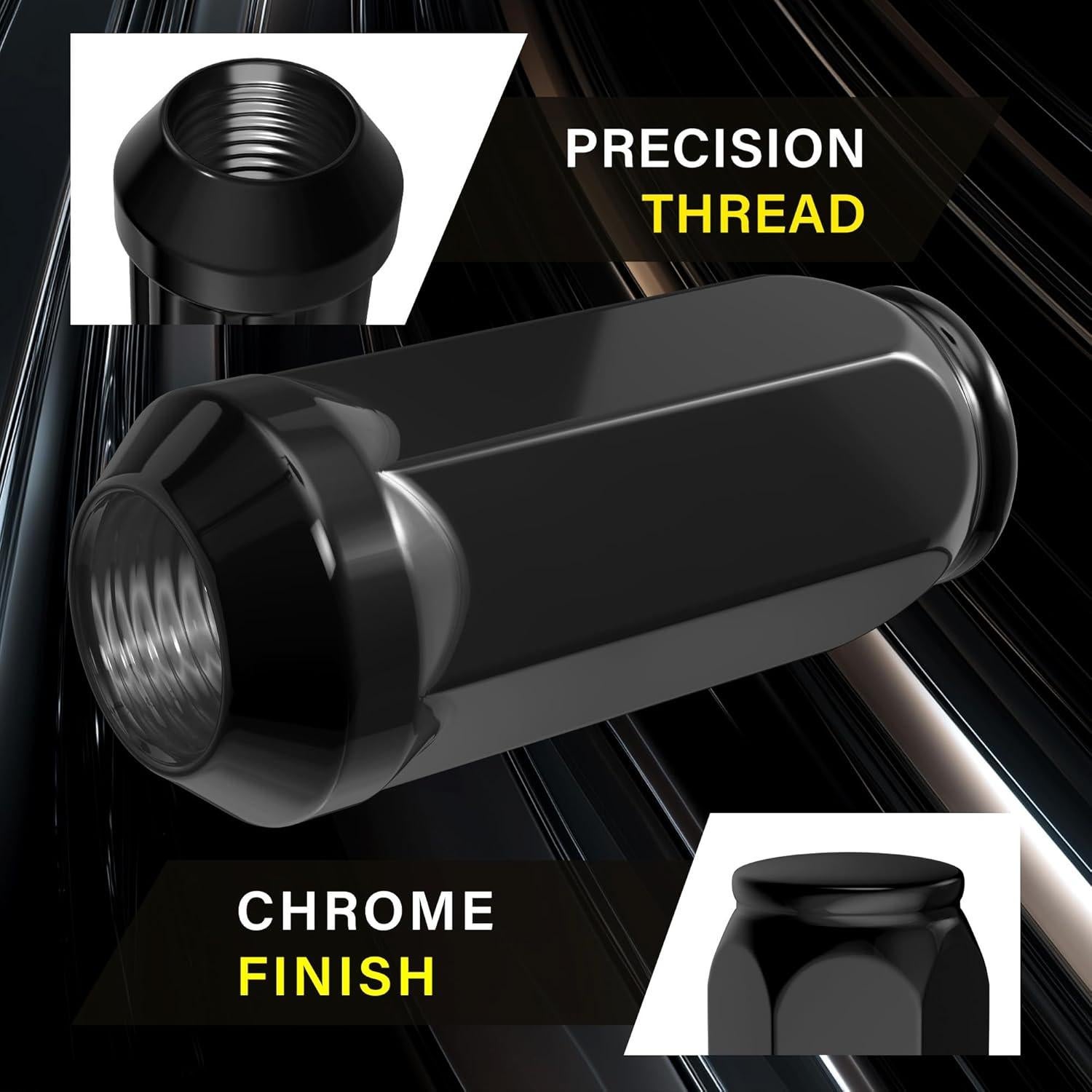 Tuercas de Llantas Negras YONGSHENGONE M14x1.5 - 24 Piezas