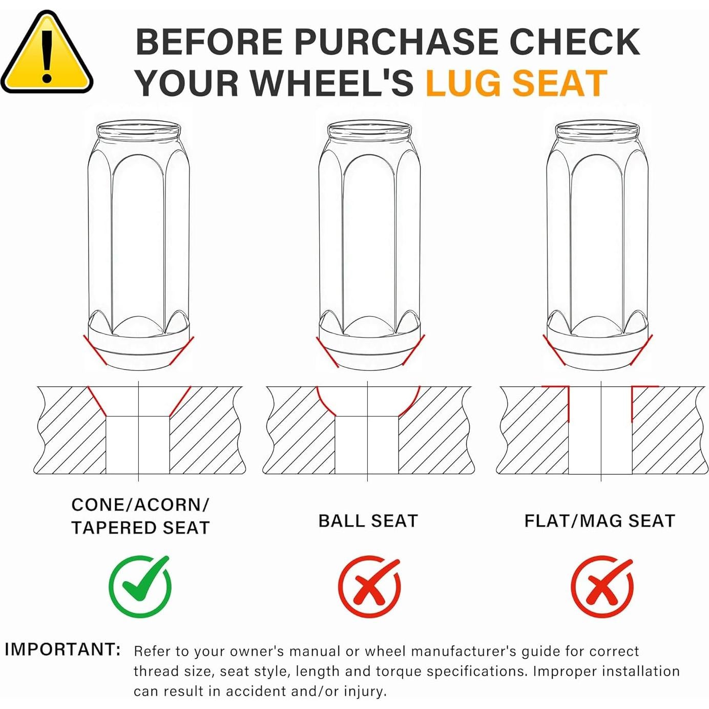Tuercas de Llantas Negras YONGSHENGONE M14x1.5 - 24 Piezas