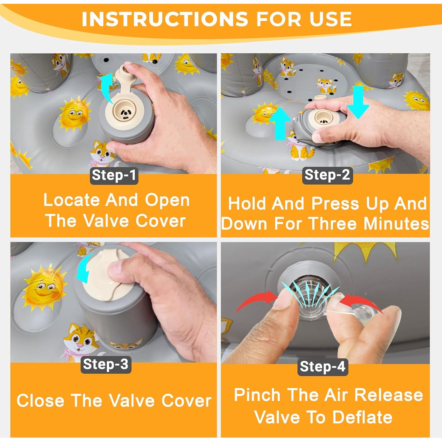 Asiento Inflable para Bebés WEMORA con Bomba - Tigres y Soles