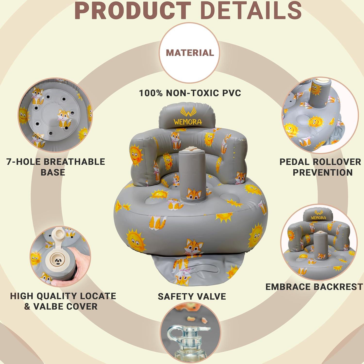 Asiento Inflable para Bebés WEMORA con Bomba - Tigres y Soles