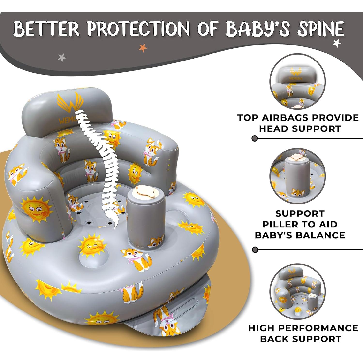 Asiento Inflable para Bebés WEMORA con Bomba - Tigres y Soles