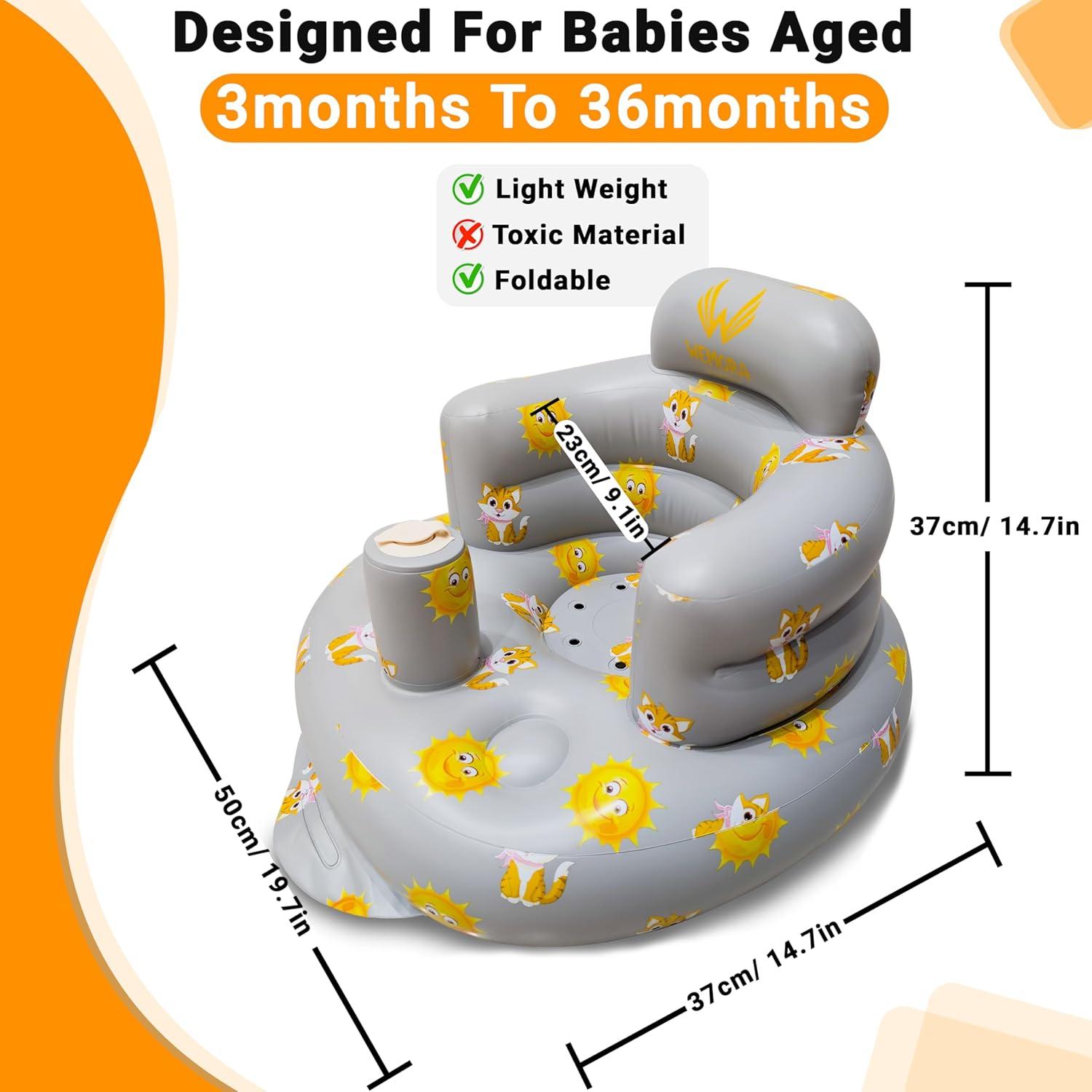 Asiento Inflable para Bebés WEMORA con Bomba - Tigres y Soles