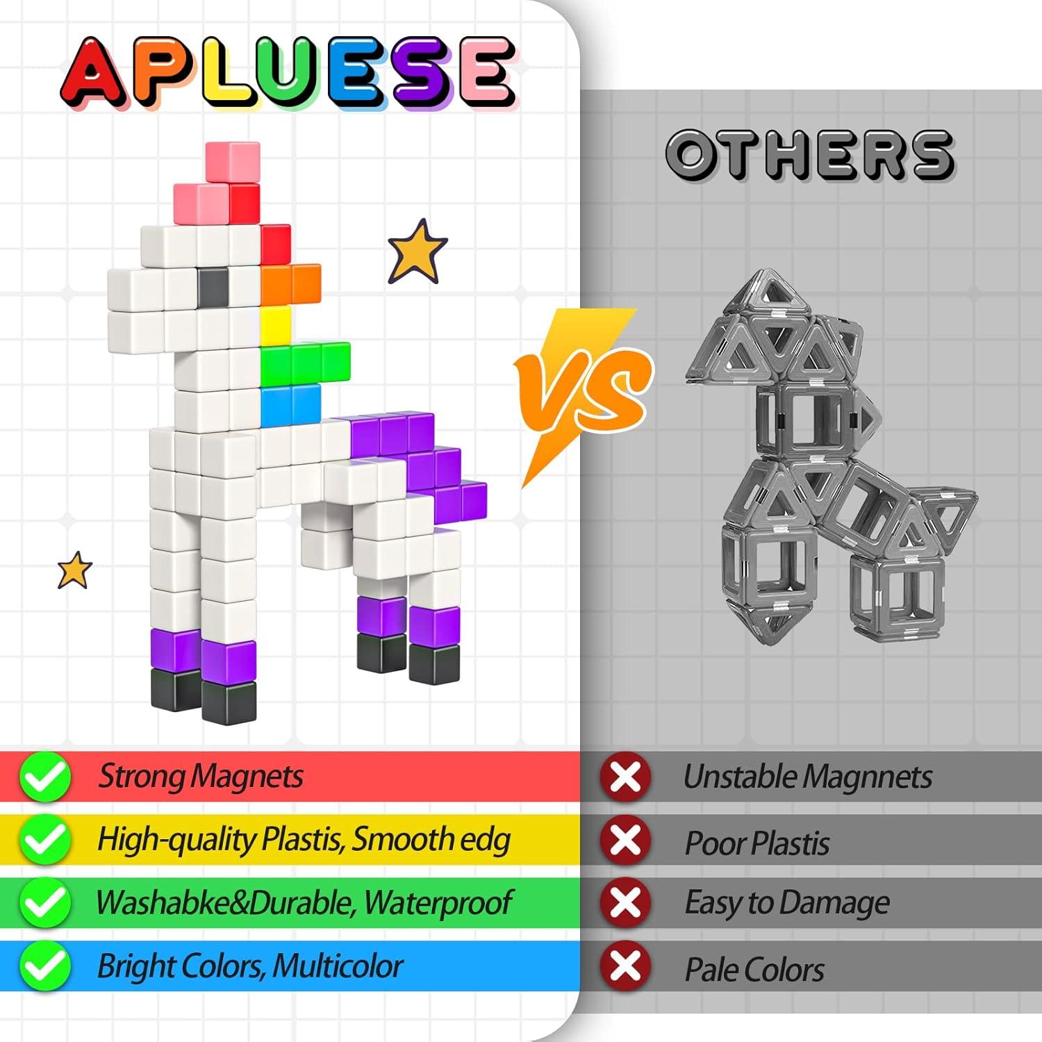 54 PCS Bloques Magnéticos Apluses para Niños 3+ Juguetes STEM