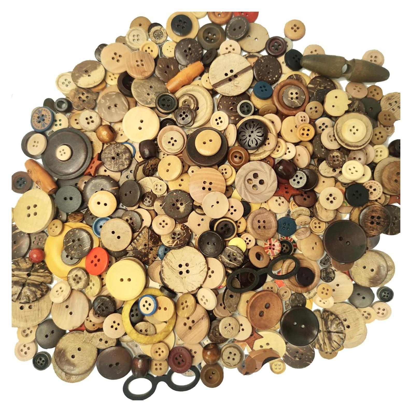 Botones de Madera Mixtos Ijonie para Manualidades 400 Piezas