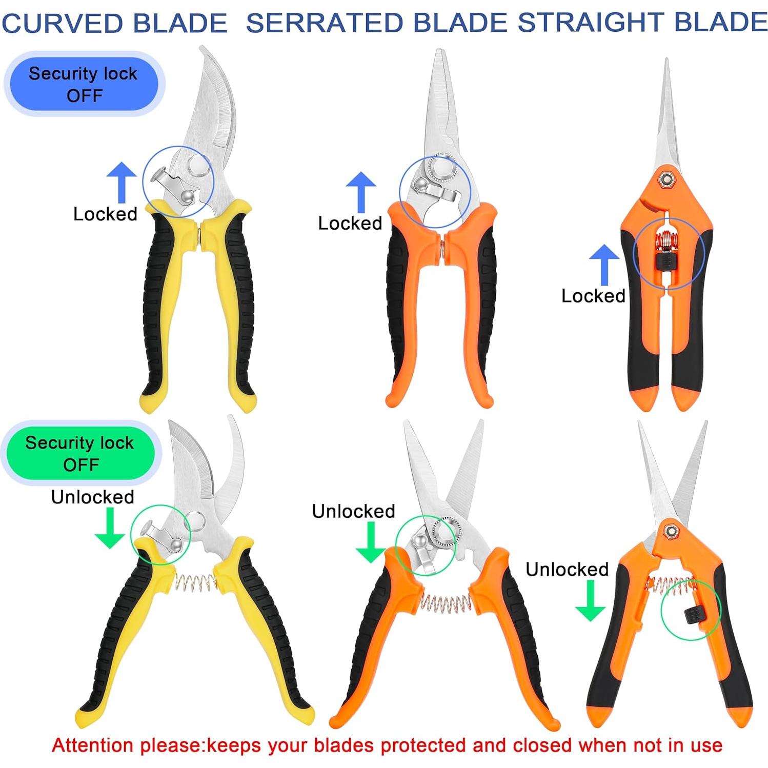 Juego de Tijeras de Podar 3 Piezas Topbooc con Estuche Duro