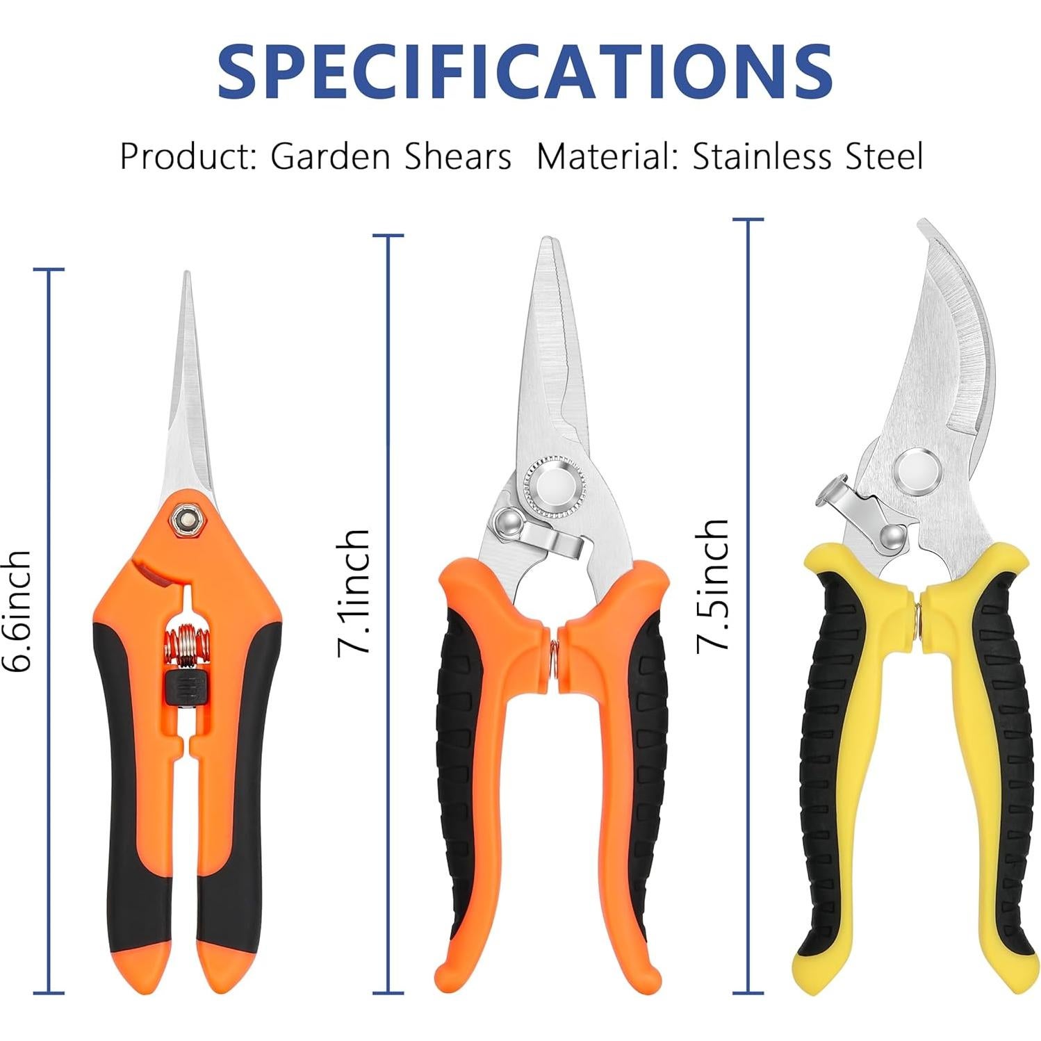Juego de Tijeras de Podar 3 Piezas Topbooc con Estuche Duro