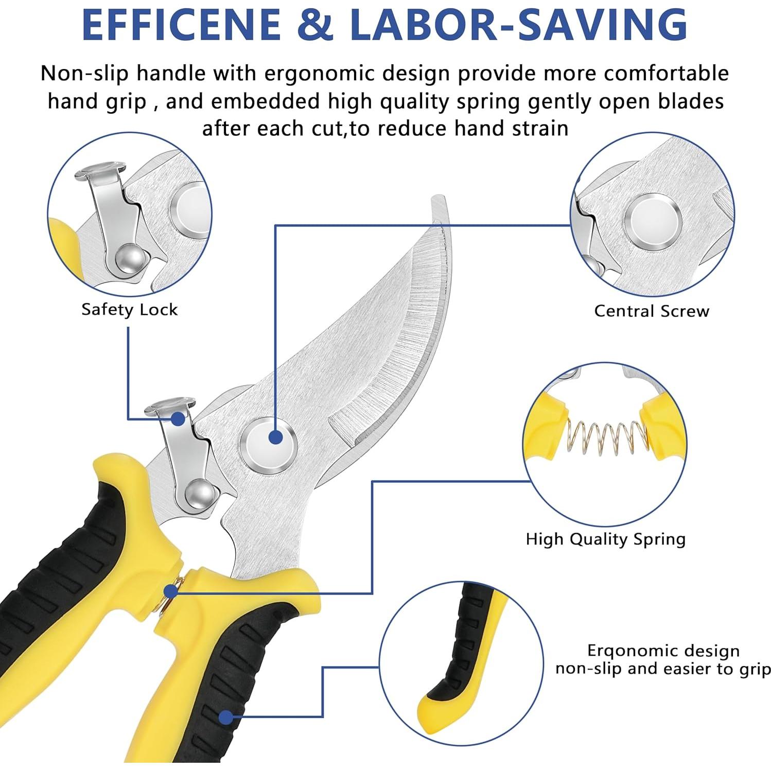 Juego de Tijeras de Podar 3 Piezas Topbooc con Estuche Duro